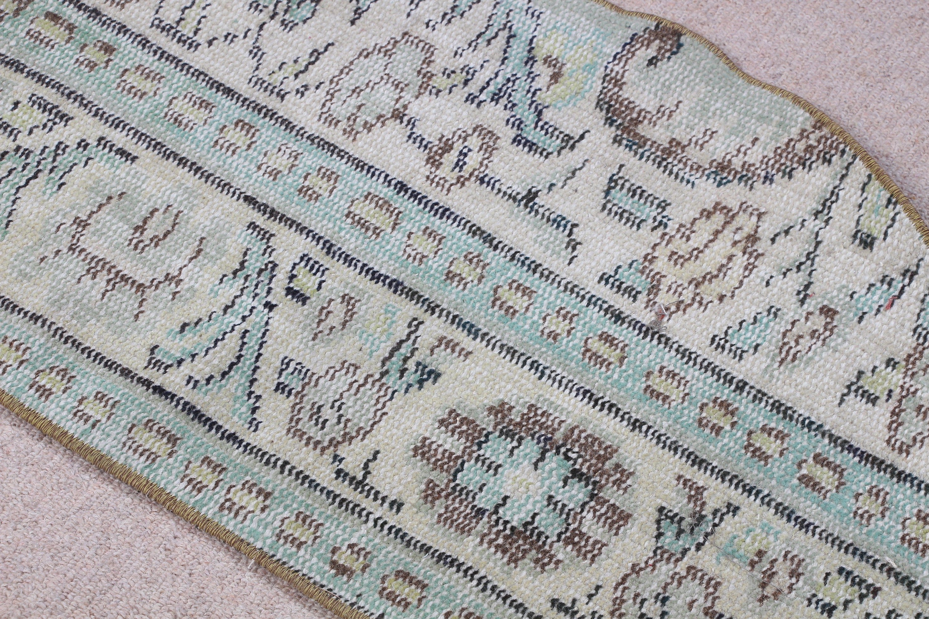 Vintage Rugs, 2.4x1.4 ft Small Rug, Turkish Rug, Rugs for Bedroom, Bathroom Rug, Car Mat Rug, Beige Wool Rug, Antique Rugs