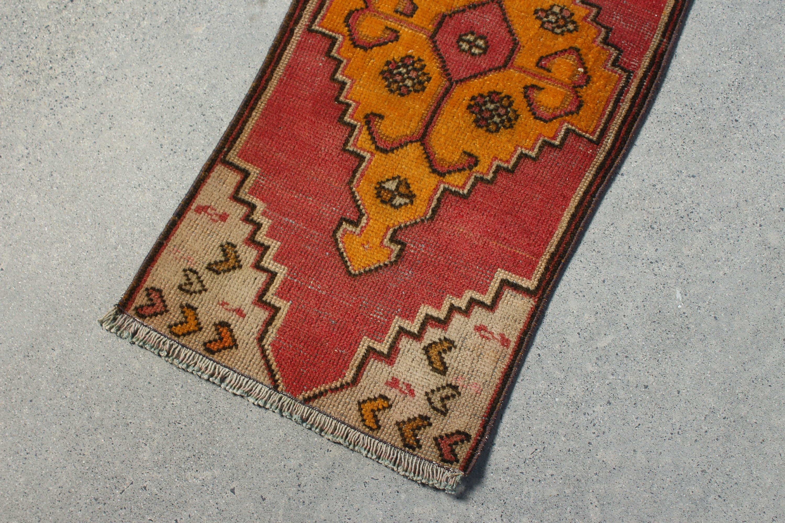 Kırmızı Ev Dekor Halısı, 1.3x2.8 ft Küçük Halı, Boho Halısı, Fas Halıları, Türk Halısı, Vintage Halı, Banyo Halıları, Yatak Odası Halısı, Antika Halı