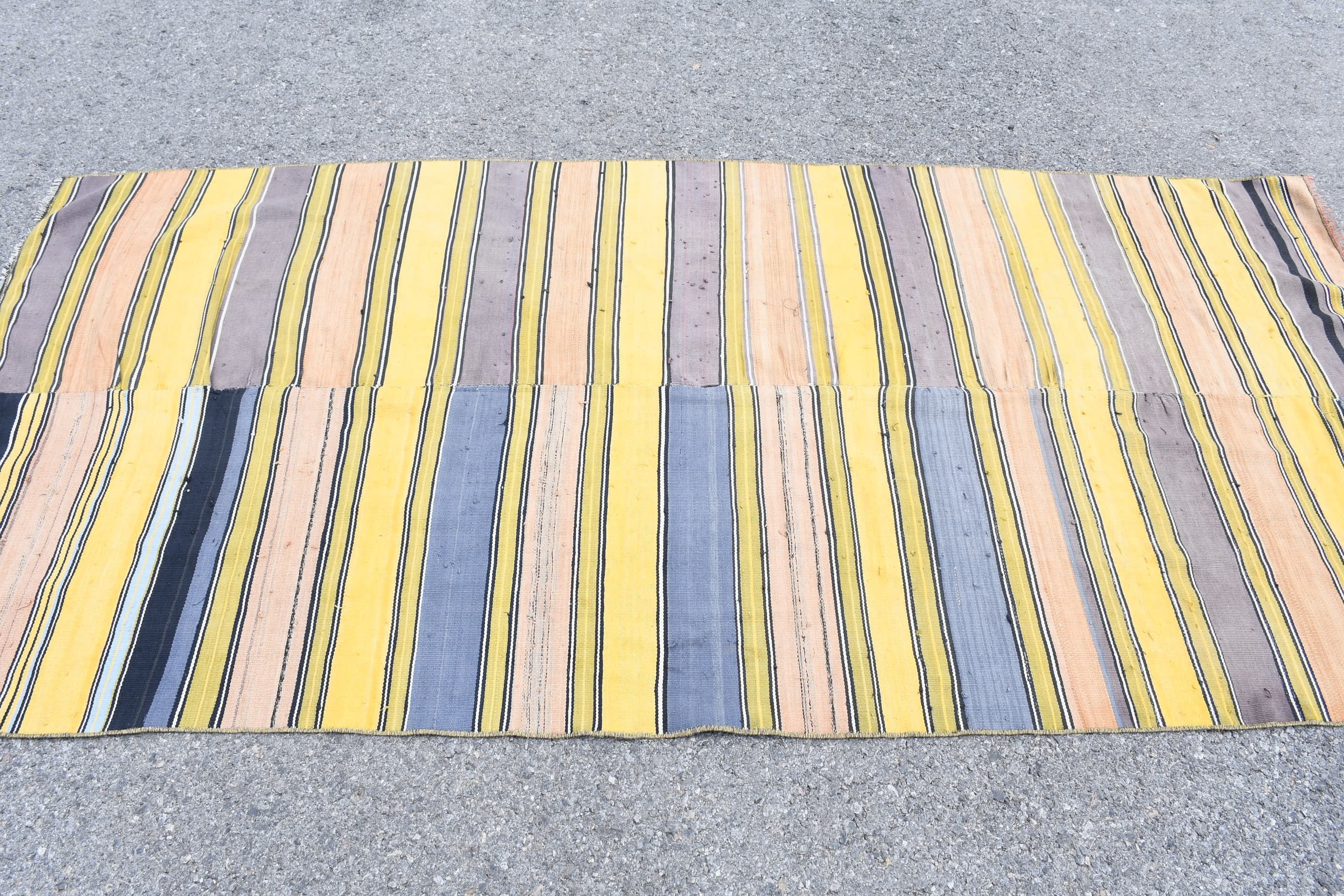 Kitchen Rug, Home Decor Rug, Kilim, Vintage Rugs, 3.9x8.2 ft Area Rug, Yellow Anatolian Rug, Turkish Rug, Bedroom Rug, Dining Room Rugs