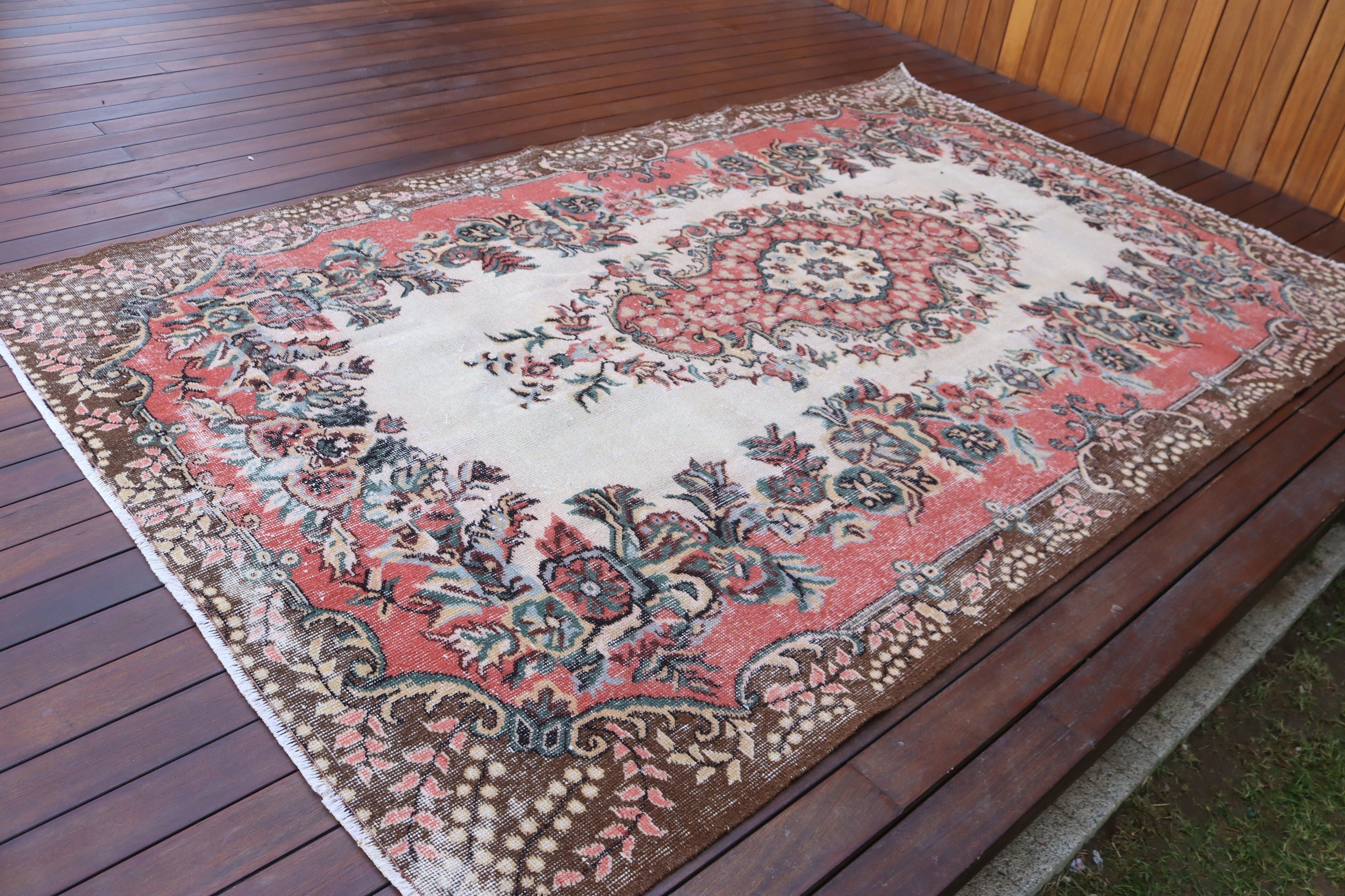 Bej Düz Dokuma Halı, Antika Halılar, 5.6x9.3 ft Büyük Halı, Vintage Halı, Anadolu Halıları, Yemek Odası Halıları, Kabile Halıları, Türk Halısı, Salon Halısı