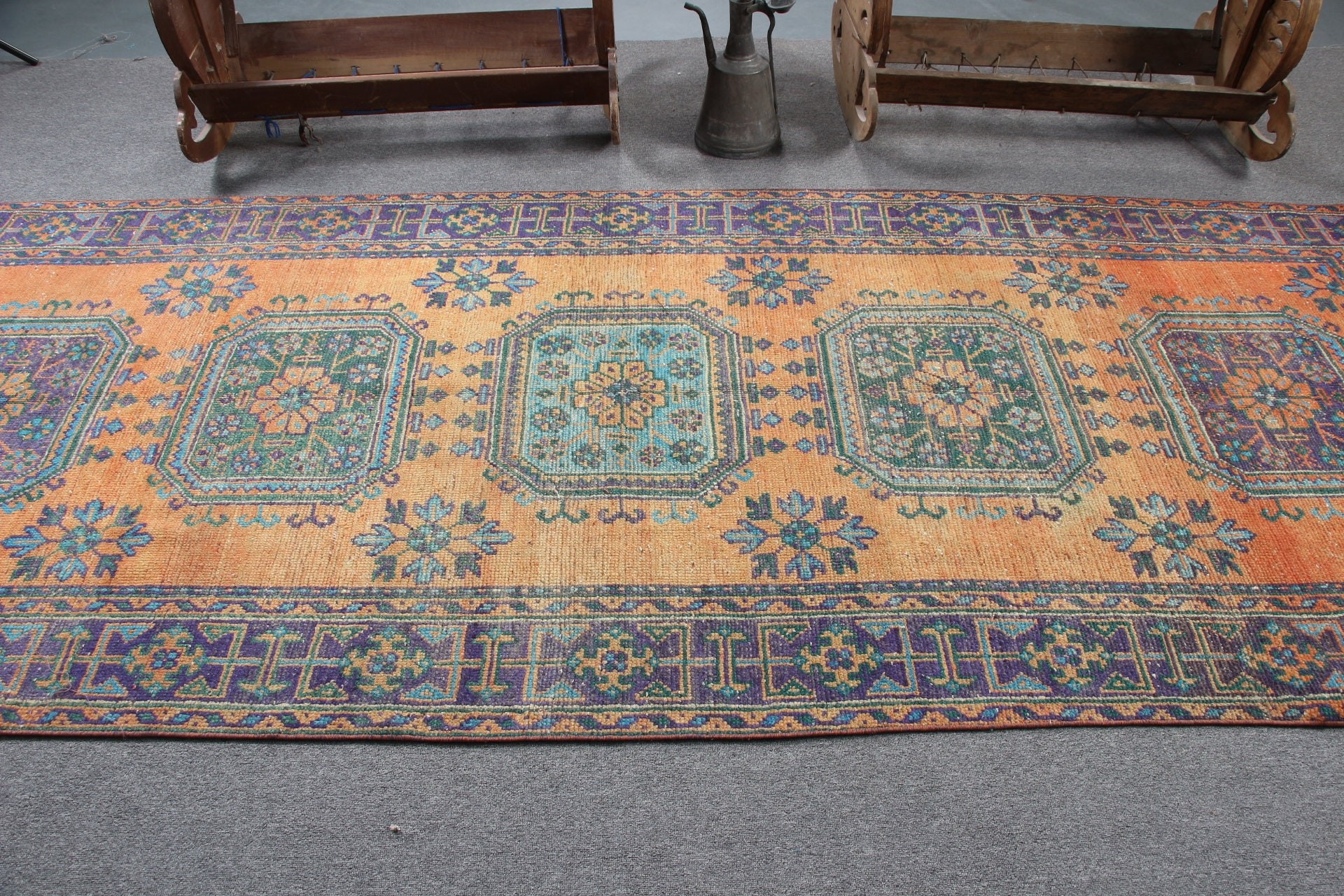 Dining Room Rug, Salon Rug, Office Rug, Kitchen Rugs, Turkish Rugs, Vintage Rugs, Antique Rugs, Orange  4.4x10.9 ft Large Rug