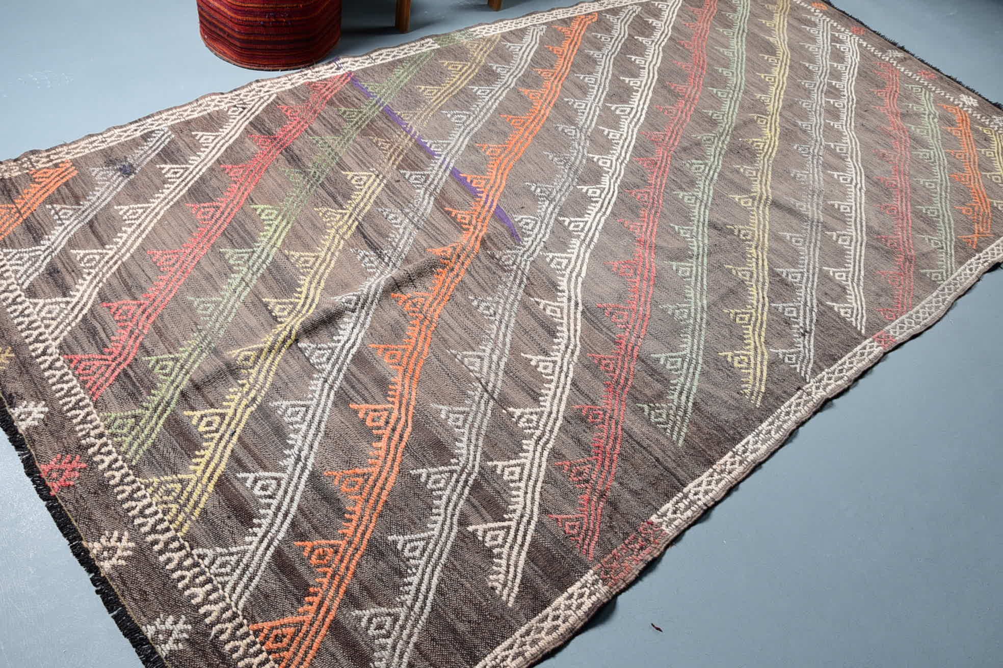 Kitchen Rugs, Turkish Rug, Floor Rug, Kilim, Living Room Rug, Dining Room Rugs, 5.4x11.2 ft Large Rug, Rugs for Bedroom, Vintage Rug