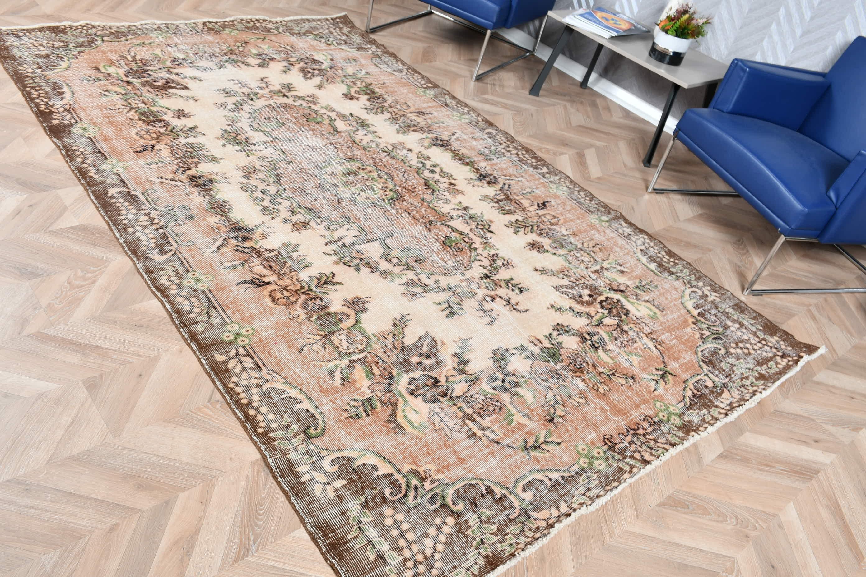 Yatak Odası Halıları, Vintage Halı, Antika Halı, 5.8x9.3 ft Büyük Halı, Salon Halıları, Turuncu Fas Halısı, Yatak Odası Halıları, Türk Halısı