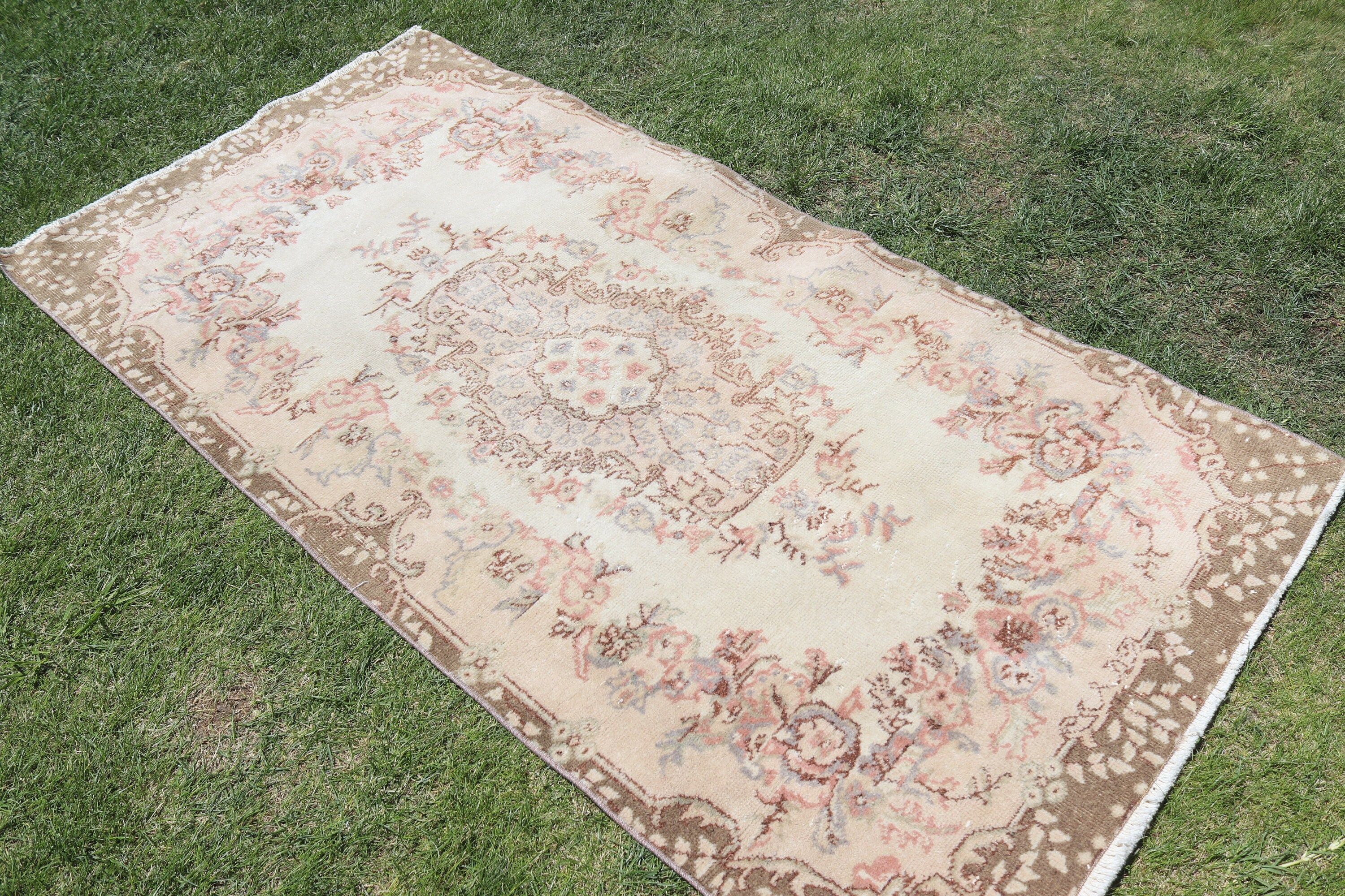 Ofis Halısı, Vintage Halılar, Yatak Odası Halıları, Yün Halı, Türk Halısı, Kahverengi Fas Halıları, 3,4x6,7 ft Vurgulu Halılar, Dekoratif Halılar, Fas Halıları