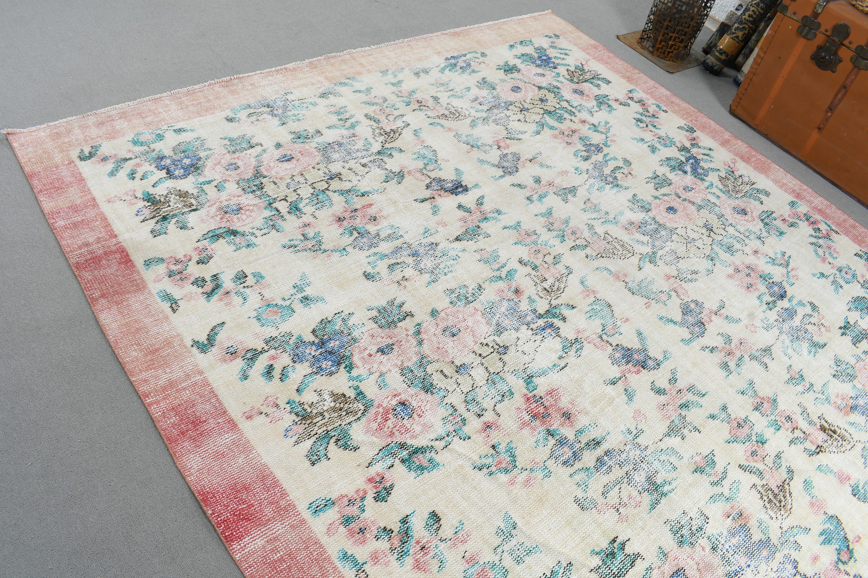 Oriental Rugs, Beige Home Decor Rug, Dining Room Rugs, 6.9x9.8 ft Large Rug, Vintage Rug, Turkish Rugs, Large Vintage Rugs