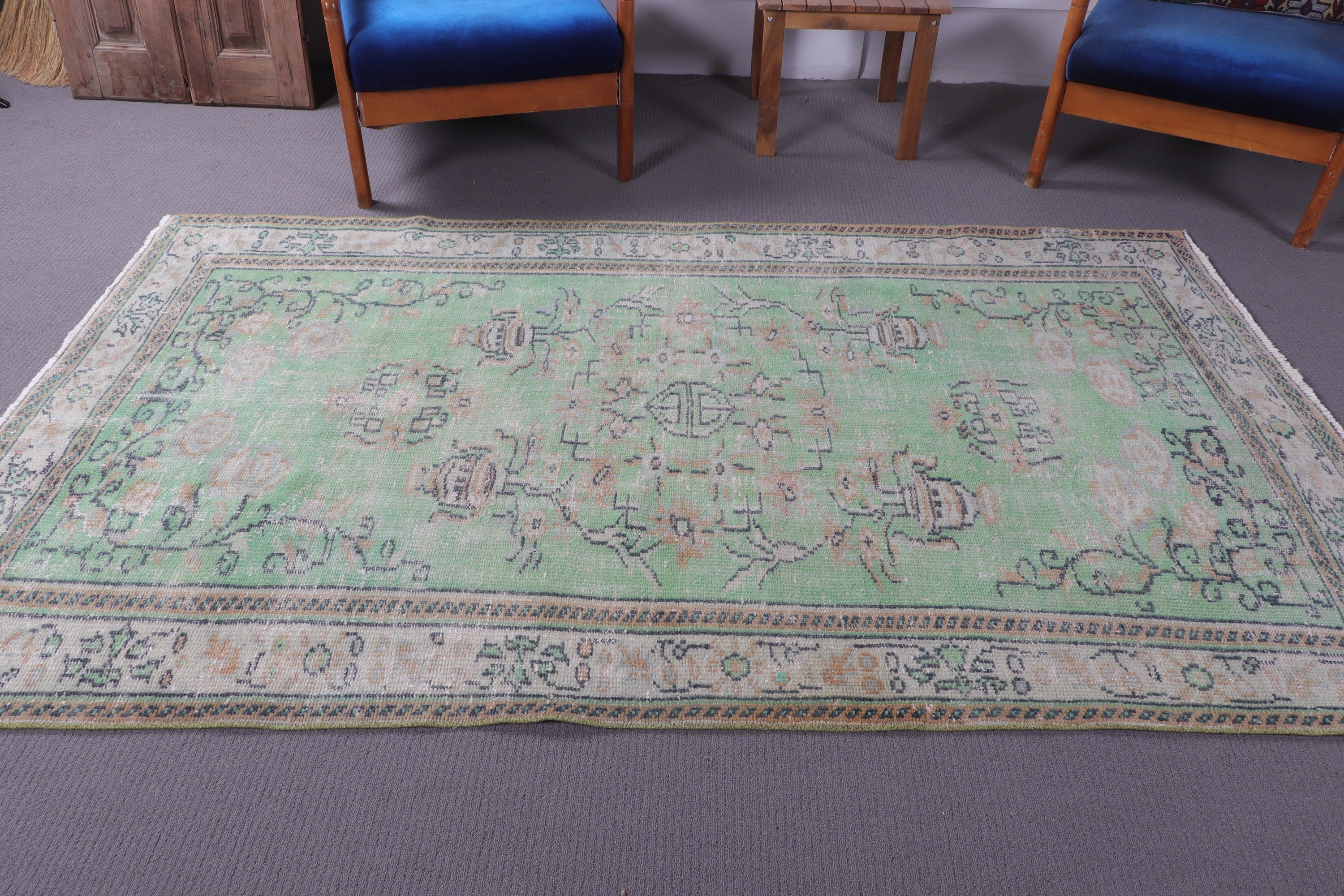 Neutral Rugs, 4.7x7.9 ft Area Rug, Antique Rugs, Turkish Rug, Modern Rugs, Boho Area Rug, Dining Room Rug, Green Neutral Rug, Vintage Rugs