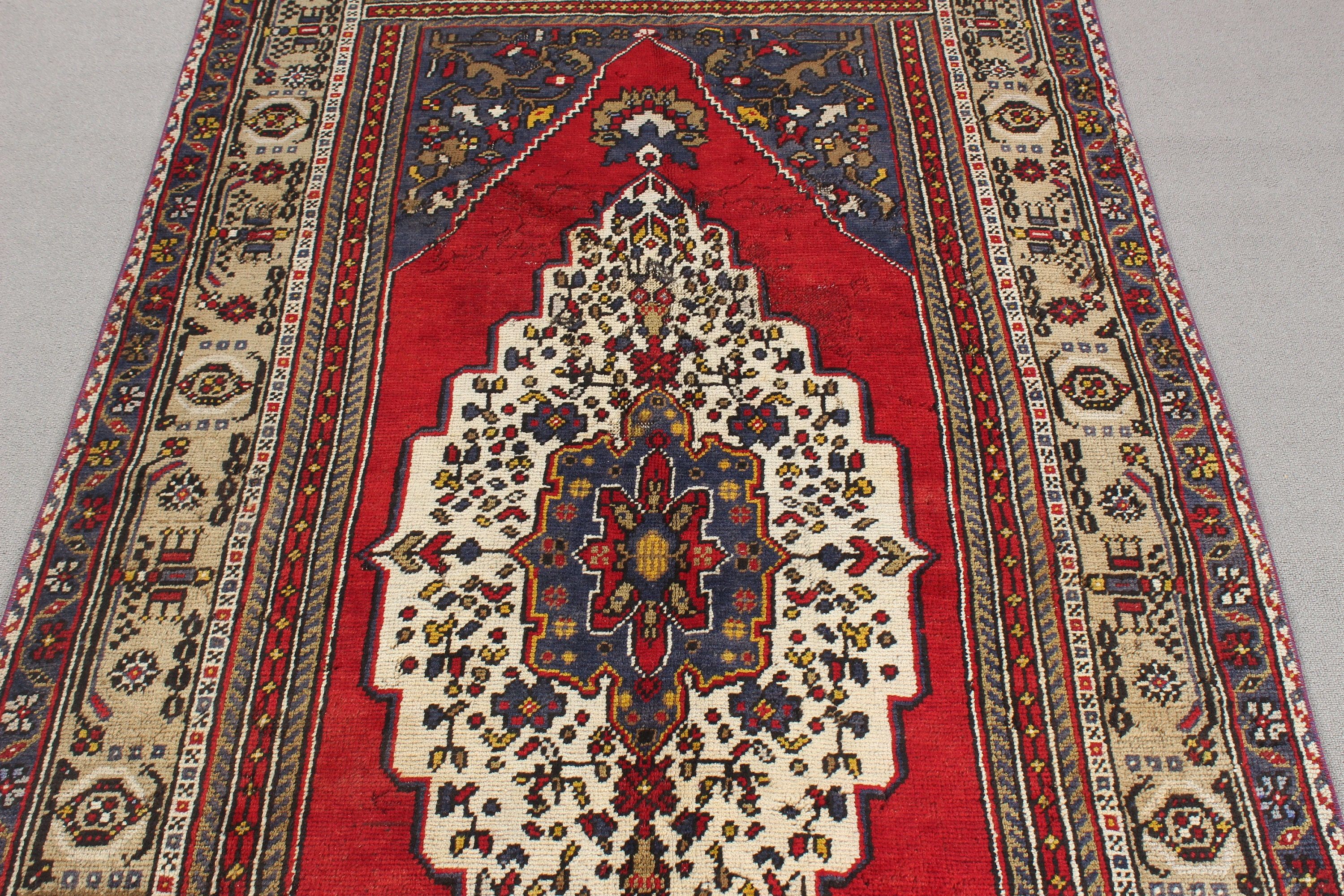 4x8.4 ft Area Rug, Turkish Rug, Home Decor Rug, Bedroom Rugs, Floor Rug, Red Cool Rugs, Rugs for Kitchen, Vintage Rugs