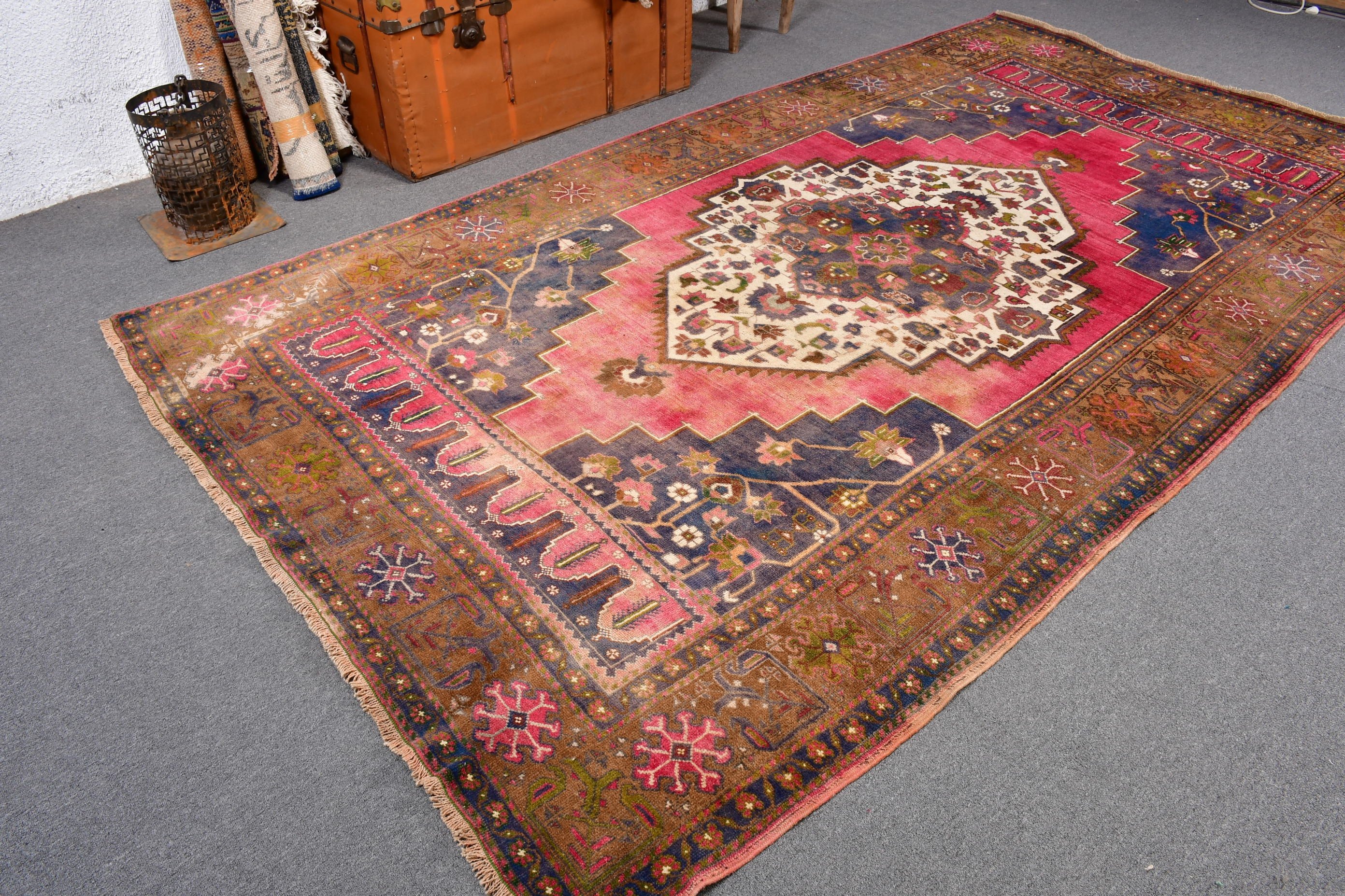 Lüks Halılar, Boho Halılar, Pembe Oushak Halılar, Yatak Odası Halıları, 5.7x10.4 ft Büyük Halı, Oturma Odası Halıları, Türk Halıları, Anadolu Halıları, Vintage Halılar