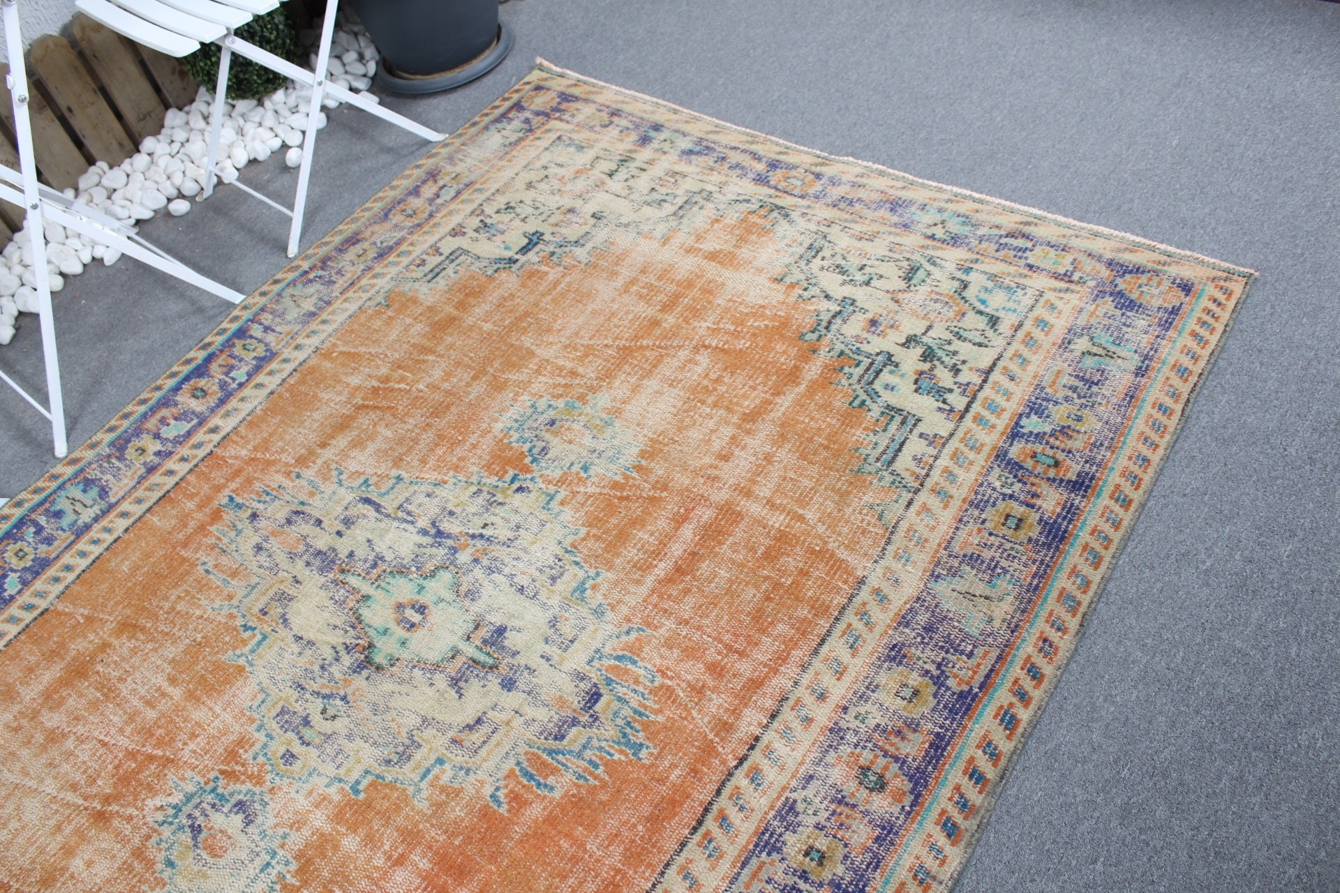 5.3x7.4 ft Area Rug, Indoor Rugs, Vintage Rugs, Turkish Rug, Rugs for Floor, Home Decor Rug, Orange Oushak Rugs, Oriental Rug, Nursery Rug