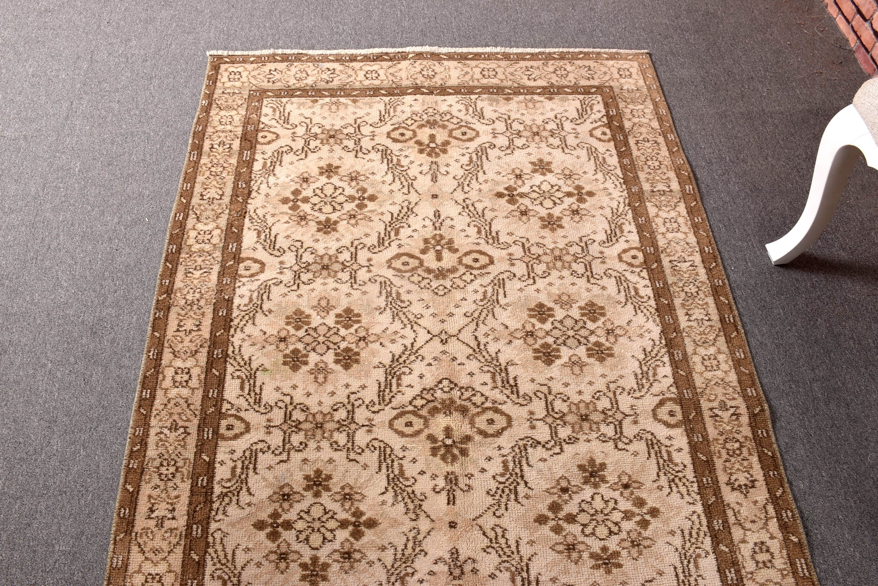 Neutral Rugs, Nursery Rug, Beige Luxury Rug, Rugs for Living Room, Office Rug, Vintage Rugs, Oushak Rugs, Turkish Rug, 3.7x6.7 ft Area Rug