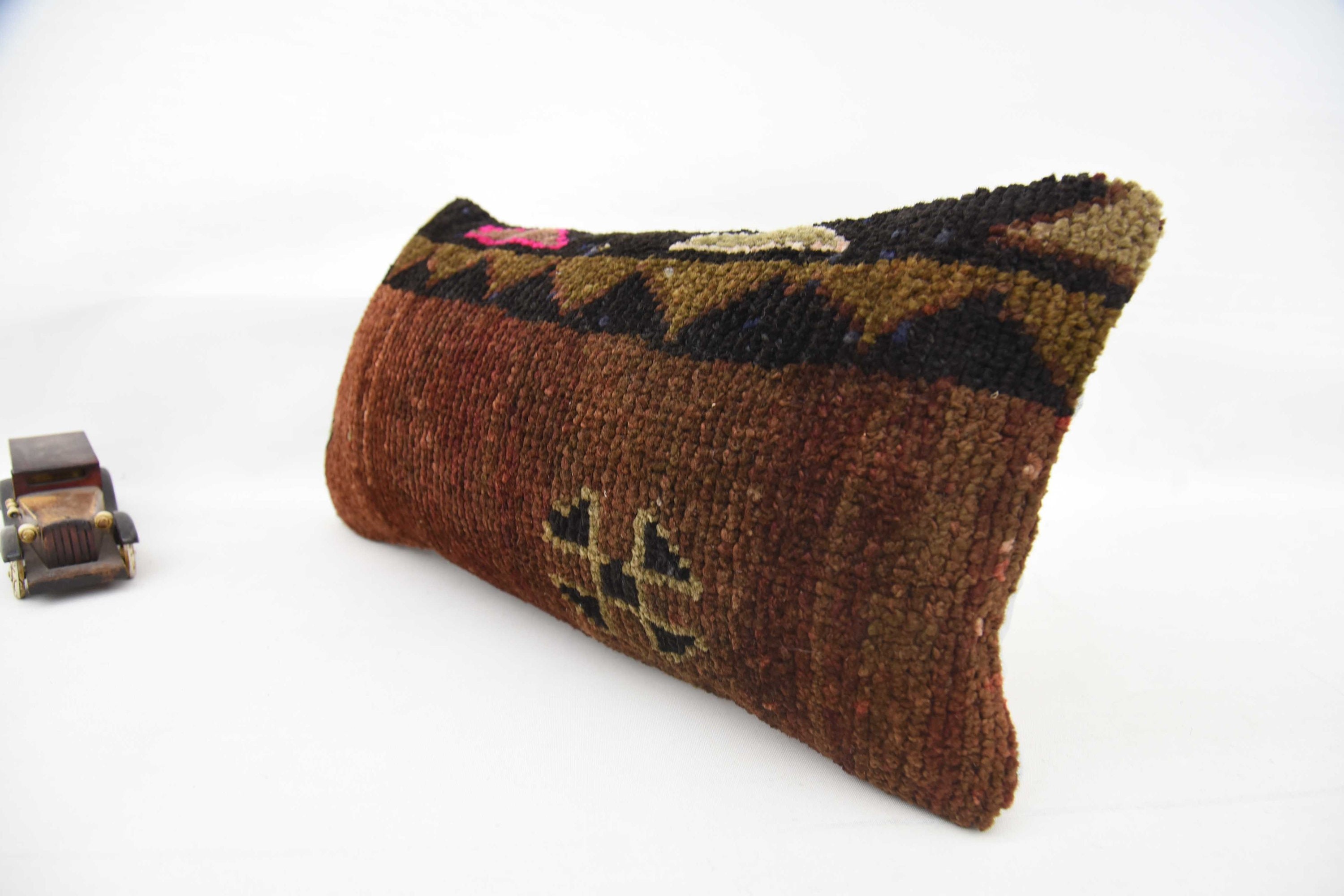 Turkish Kilim Pillow, Kilim Pillow, Interior Designer Pillow, Outdoor Pillow Case, 12"x24" Brown Cushion Case