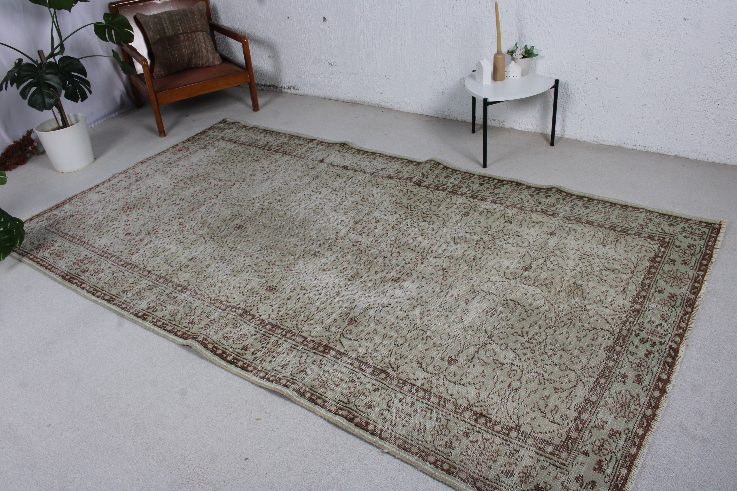 Handwoven Rug, Large Oushak Rug, Vintage Rug, Brown Kitchen Rug, Turkish Rugs, Neutral Rugs, 5.4x9.4 ft Large Rugs, Large Vintage Rug