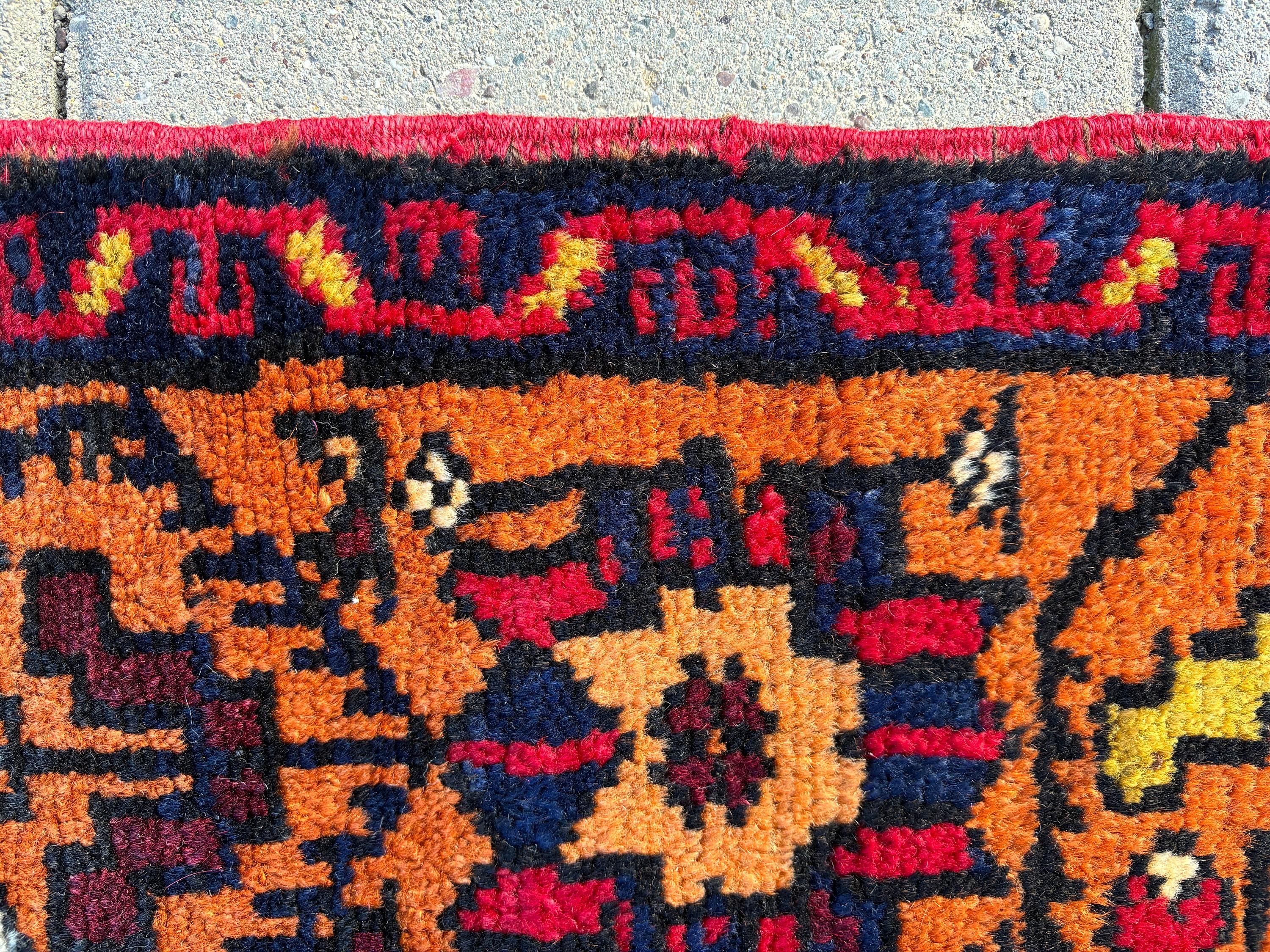 Decorative Rug, Orange Oriental Rug, Turkish Rugs, 3.4x6.3 ft Accent Rugs, Flatweave Rugs, Vintage Rugs, Kitchen Rug, Vintage Accent Rug