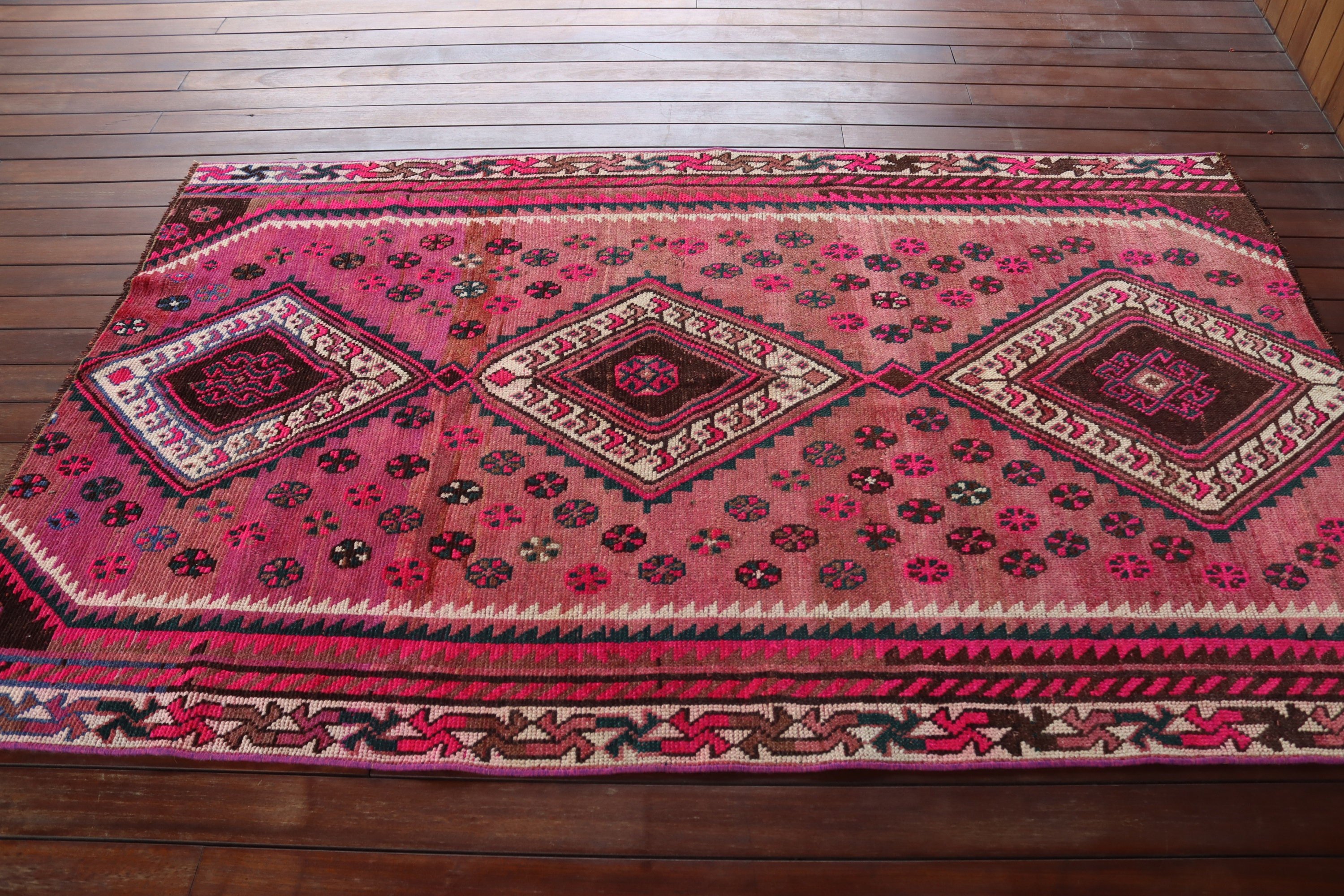 4.3x7 ft Area Rugs, Neutral Rugs, Pink Flatweave Rug, Turkish Rug, Rugs for Living Room, Vintage Rug, Oushak Area Rug, Geometric Rug