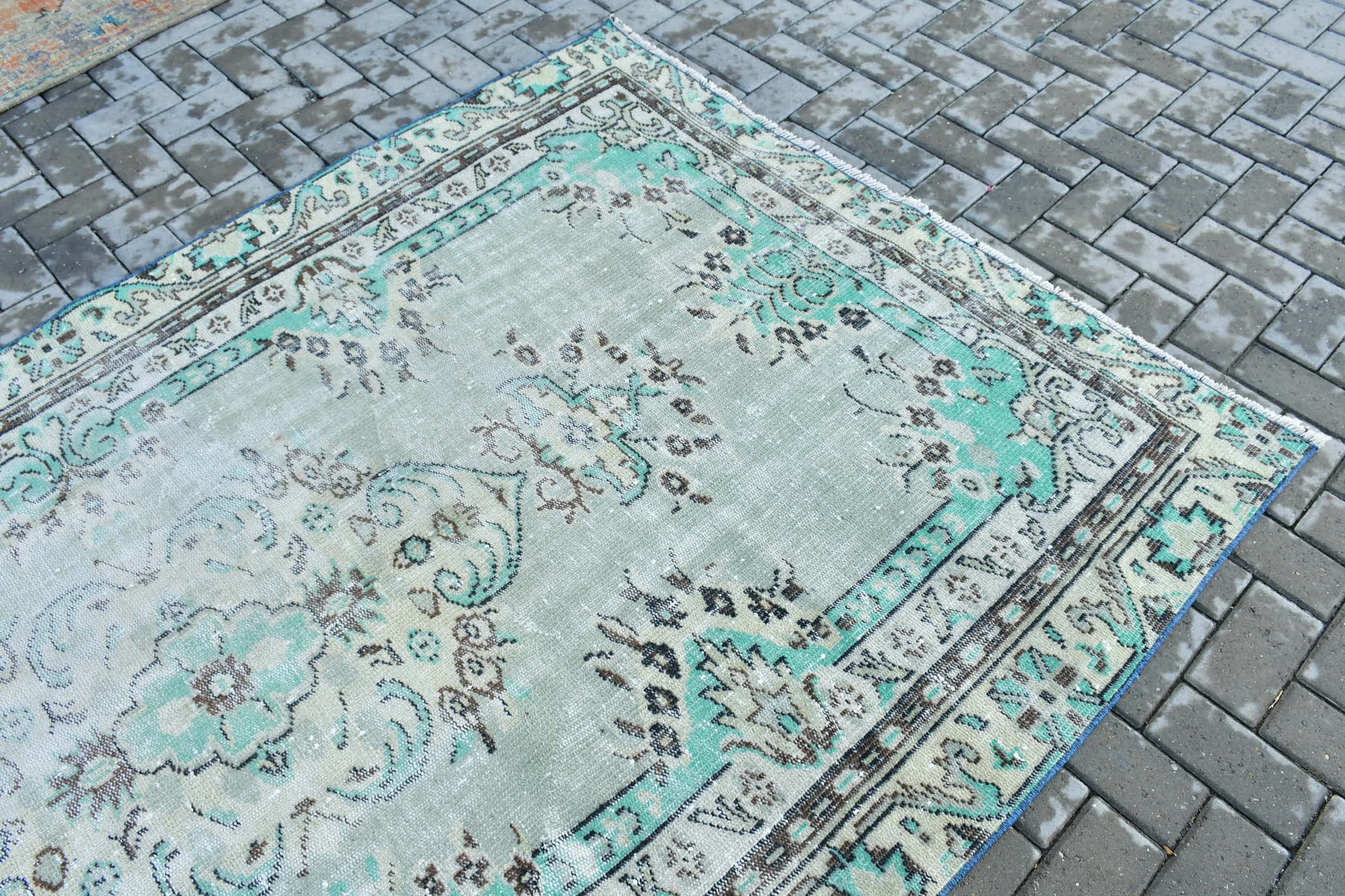 Turkish Rugs, Floor Rugs, Pale Rug, Vintage Rug, 5.2x8.9 ft Large Rugs, Home Decor Rug, Bedroom Rug, Living Room Rugs, Green Anatolian Rugs