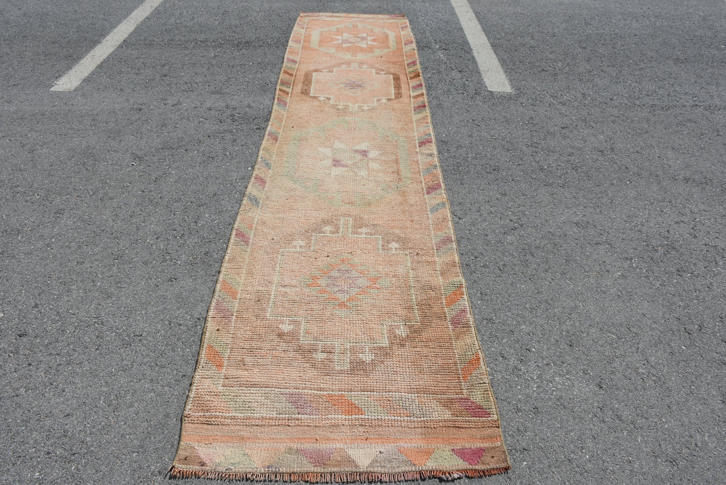 Hallway Rugs, Oriental Rugs, 2.8x12.8 ft Runner Rugs, Vintage Rug, Beige Bedroom Rug, Rugs for Stair, Boho Rugs, Turkish Rug