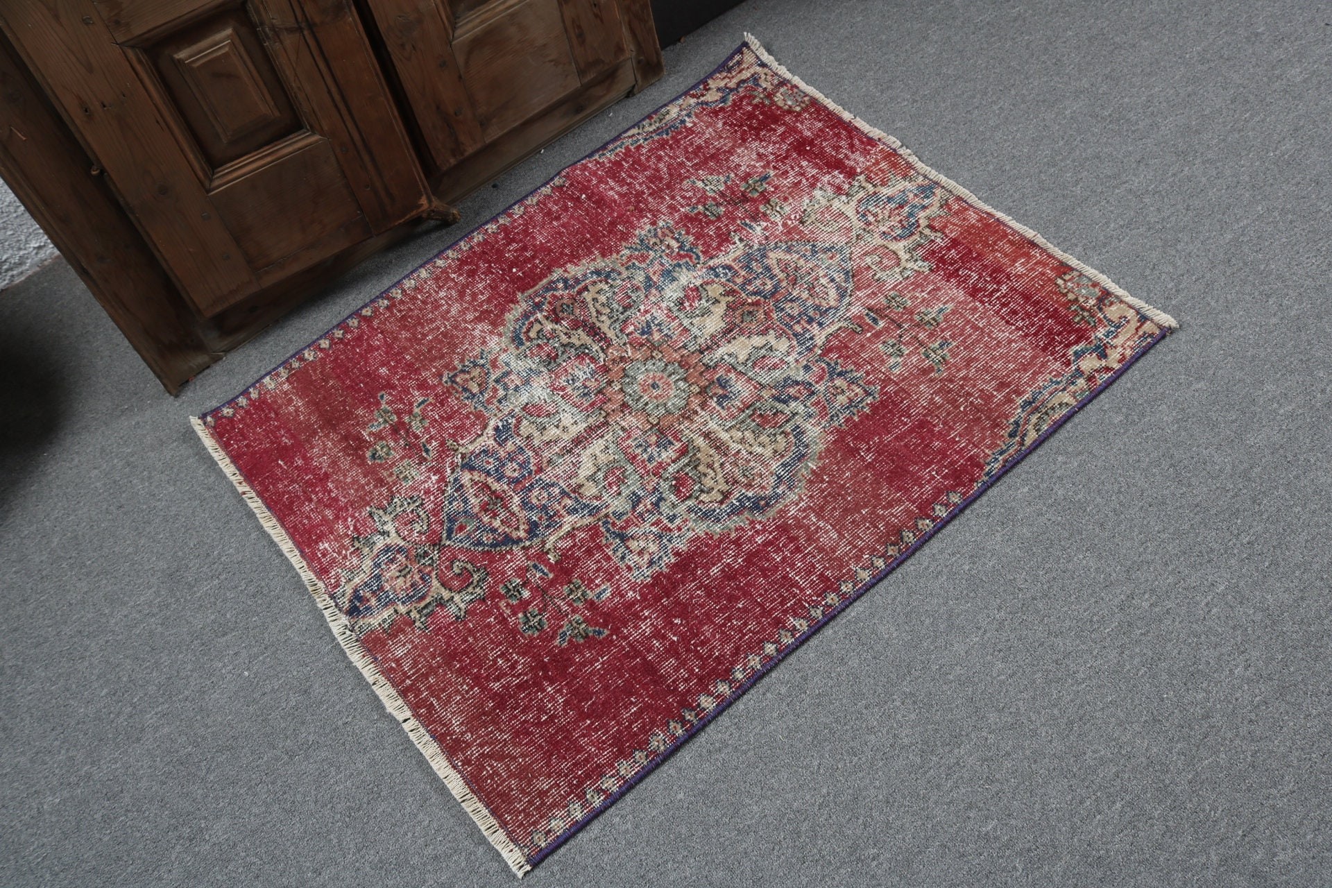 Turkish Rug, 2.6x3.1 ft Small Rugs, Red Oushak Rugs, Bedroom Rugs, Handwoven Rugs, Bathroom Rugs, Oriental Rugs, Vintage Rug, Turkey Rug