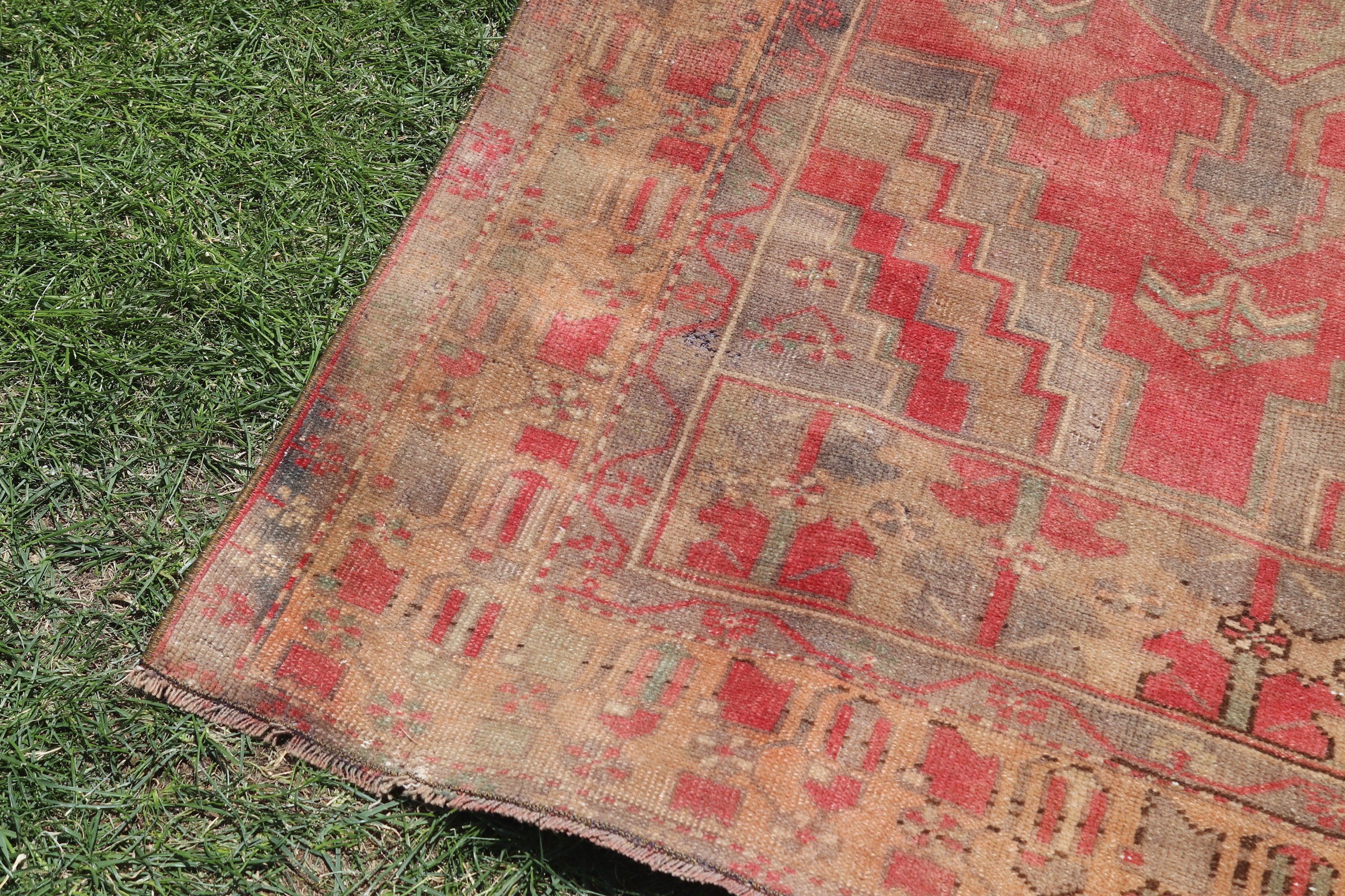 Harika Halı, 3,7x7,3 ft Alan Halısı, Vintage Halılar, Mutfak Halıları, Yer Halıları, Türk Halısı, Vintage Alan Halısı, Sanatsal Halılar, Kırmızı Geometrik Halılar