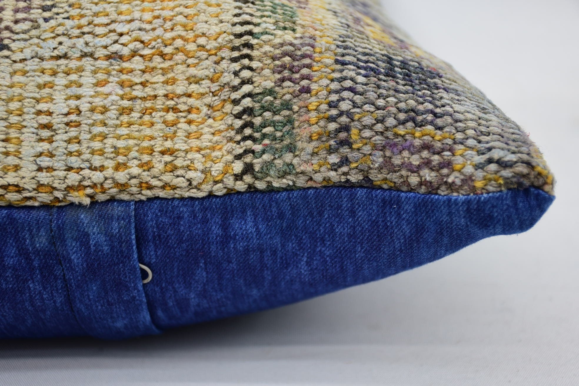 Decorative Bolster Pillow Cover, Ethnical Kilim Rug Pillow, Pillow for Sofa, 16"x24" Yellow Pillow Sham, Handmade Kilim Cushion