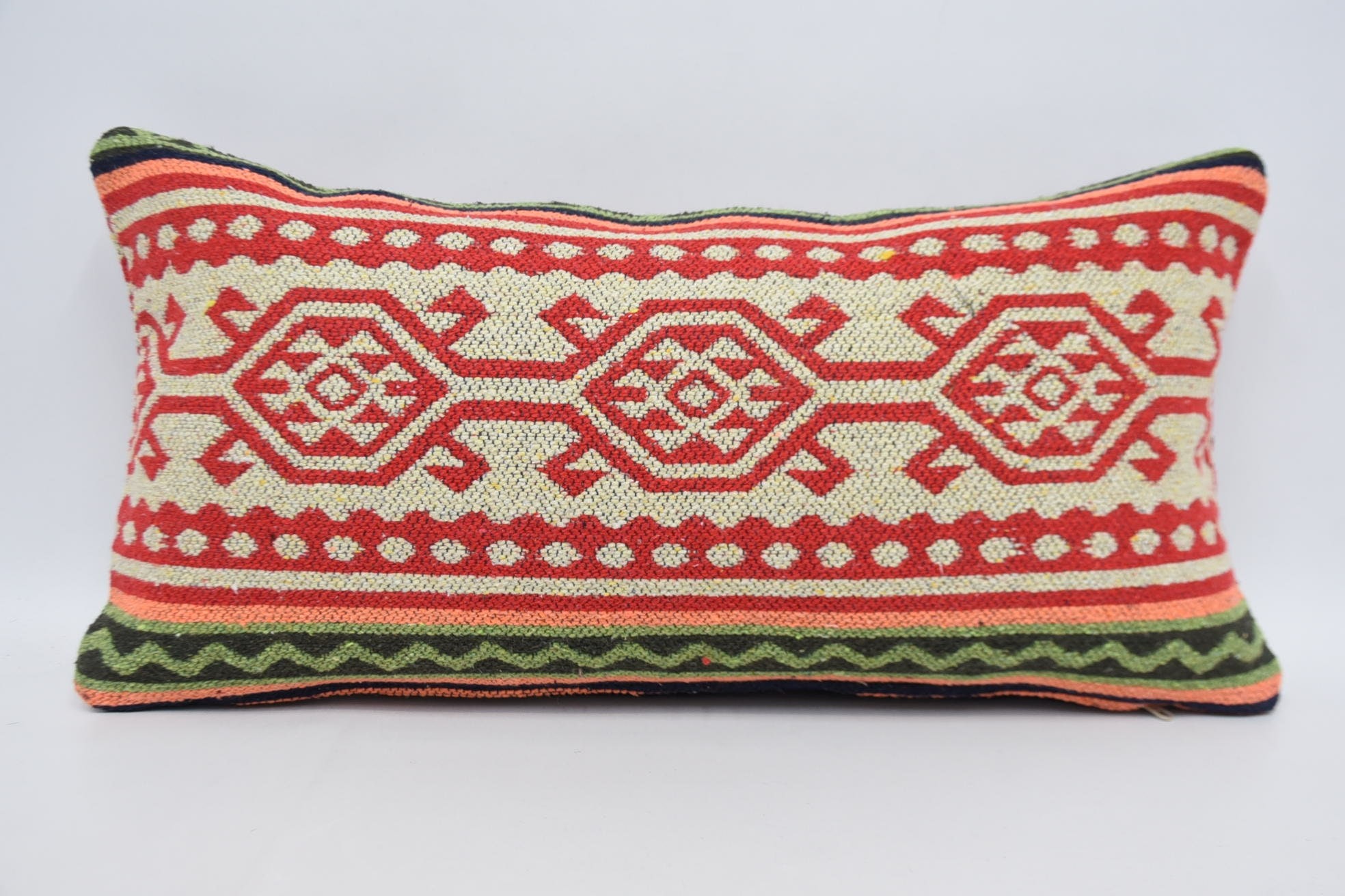 Bench Pillow Case, Pillow for Sofa, Turkish Pillow, Luxury Pillow Case, 12"x24" Red Pillow Cover, Vintage Pillow