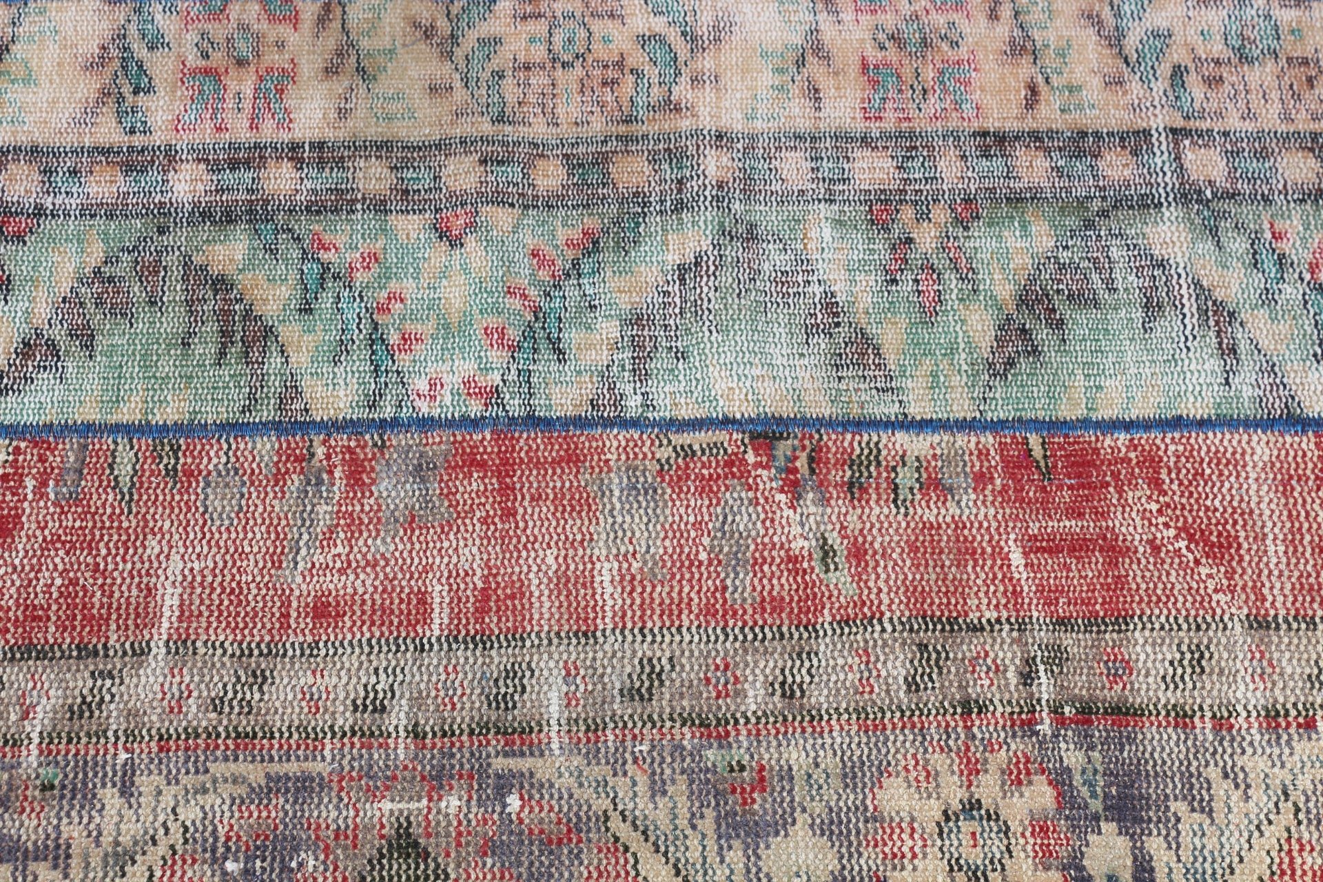 Vintage Rug, Wool Rug, Turkish Rug, Green  2x8.1 ft Runner Rugs, Kitchen Rug, Rugs for Corridor, Natural Rug