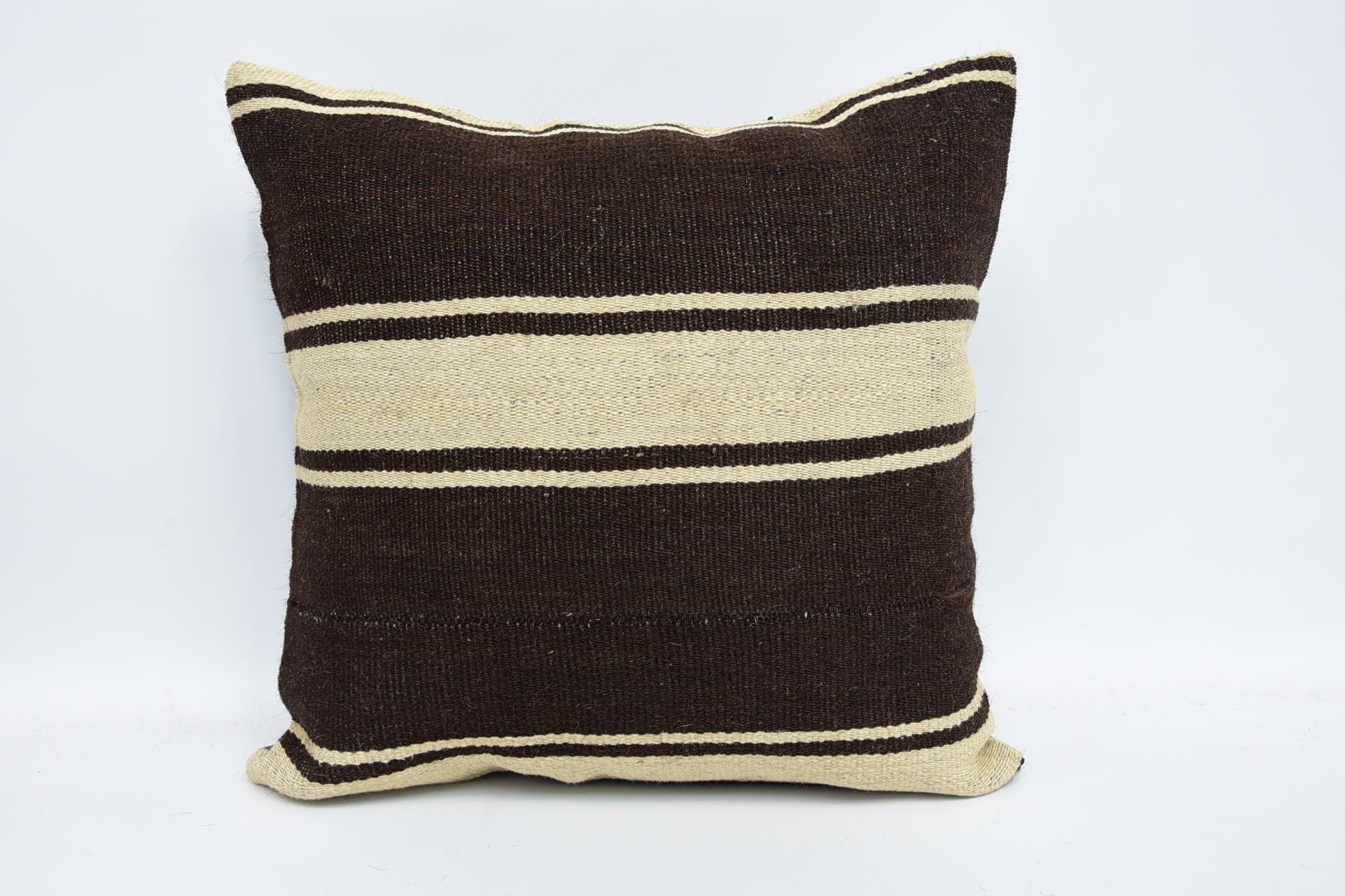 Gift Pillow, 16"x16" Brown Cushion Cover, Vintage Kilim Throw Pillow, Throw Kilim Pillow, Anatolian Pillow Case