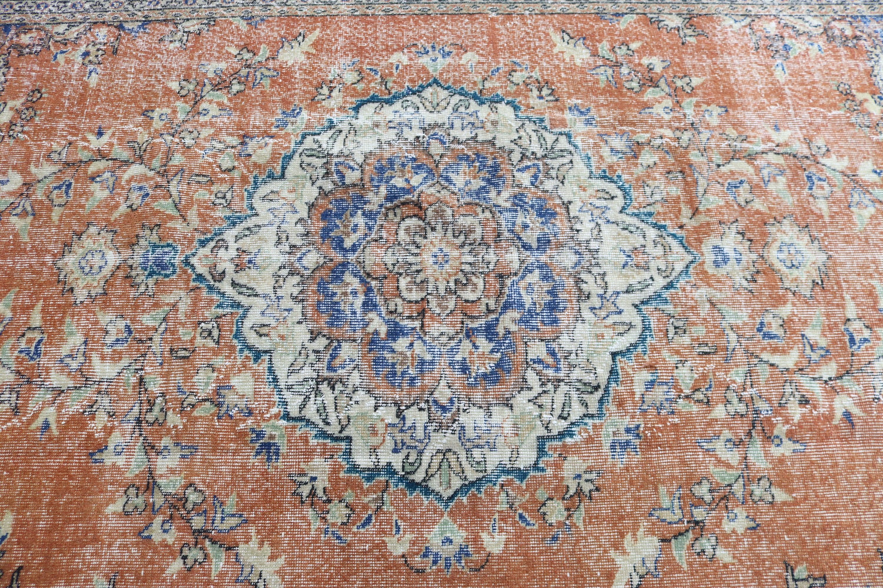 Orange Moroccan Rug, Turkish Rugs, Living Room Rug, Moroccan Rugs, 5.8x8.9 ft Large Rug, Bedroom Rug, Dining Room Rugs, Vintage Rug