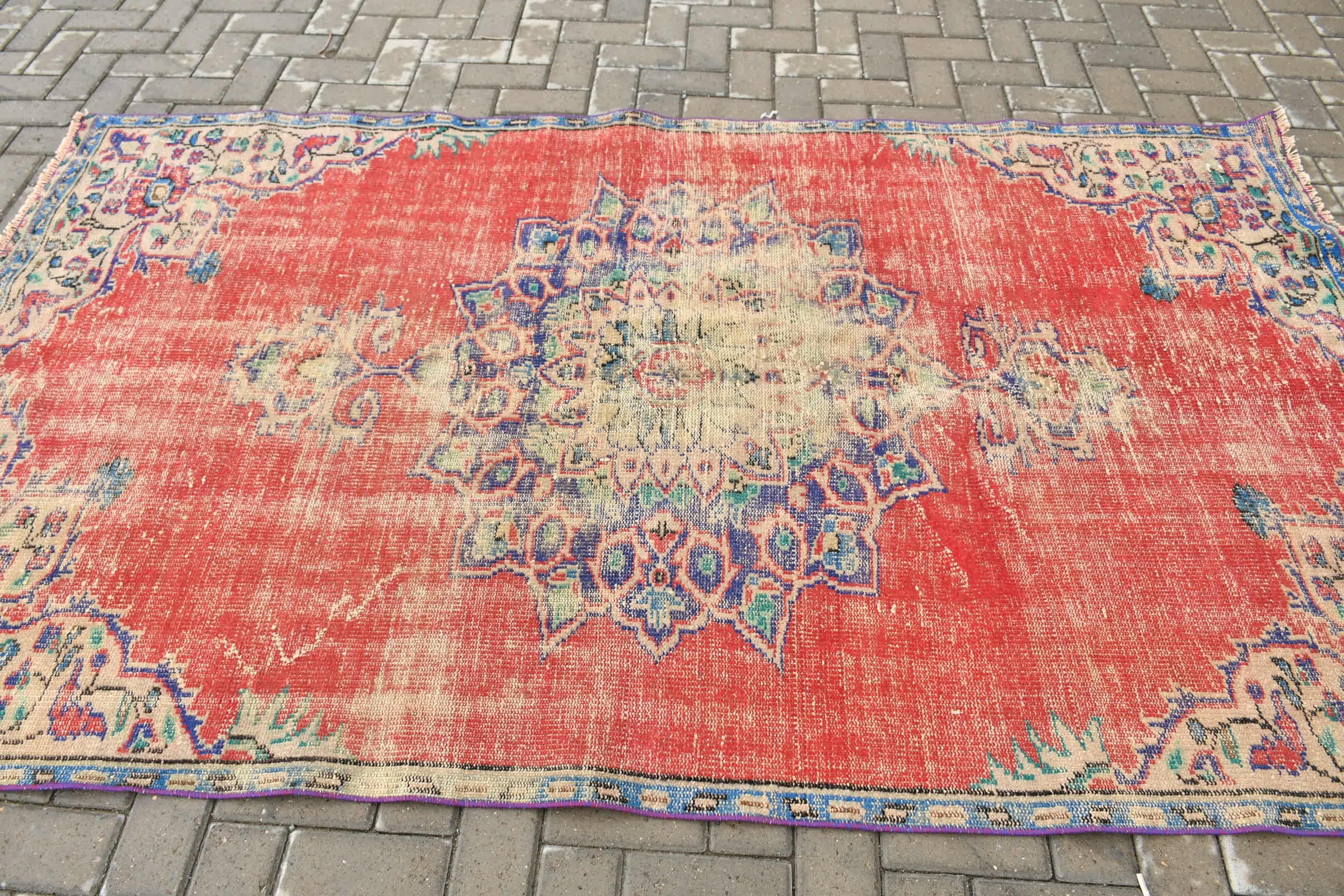 Home Decor Rugs, Vintage Rug, Living Room Rug, 4.8x8.4 ft Large Rug, Oriental Rugs, Salon Rug, Turkish Rugs, Old Rug, Red Moroccan Rugs