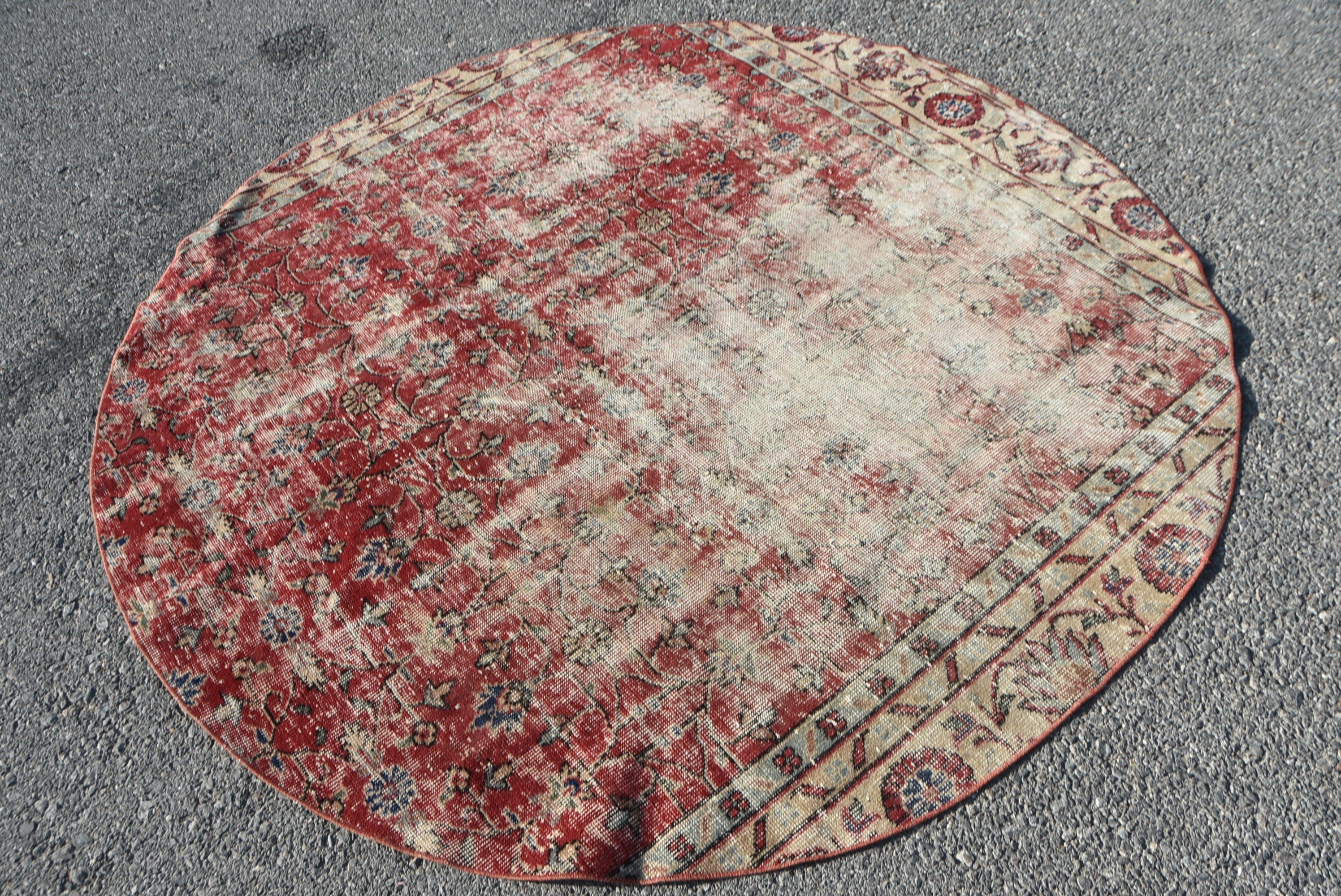 Turkish Rugs, 6.2x6.2 ft Area Rug, Nursery Rug, Old Rugs, Indoor Rug, Red Wool Rug, Rugs for Area, Moroccan Rug, Vintage Rug