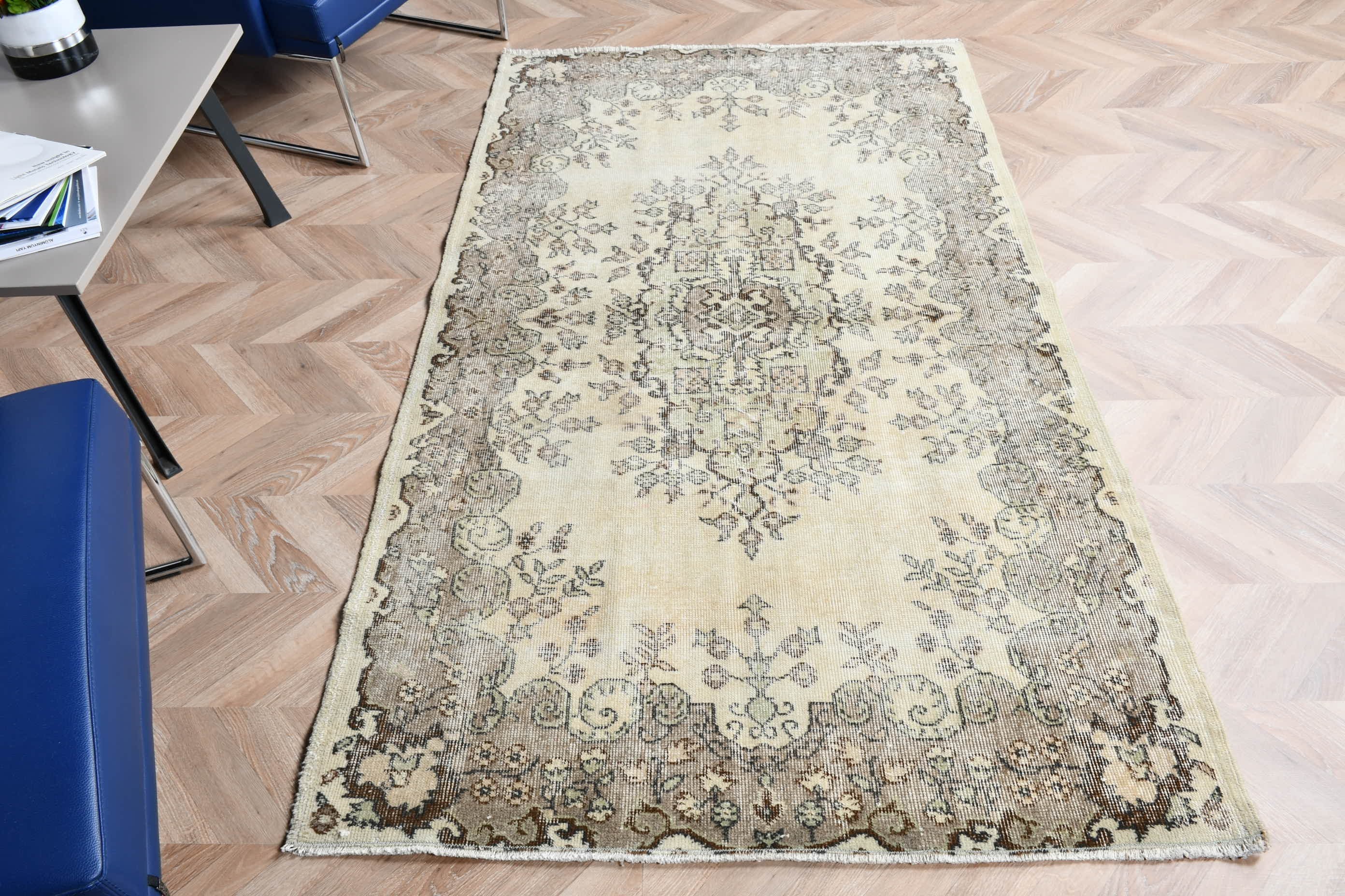 Mutfak Halısı, Yer Halısı, Kahverengi Anadolu Halıları, Vintage Halılar, Soğuk Halı, Yün Halı, Yemek Odası Halıları, Türk Halısı, 3,9x6,8 ft Alan Halısı