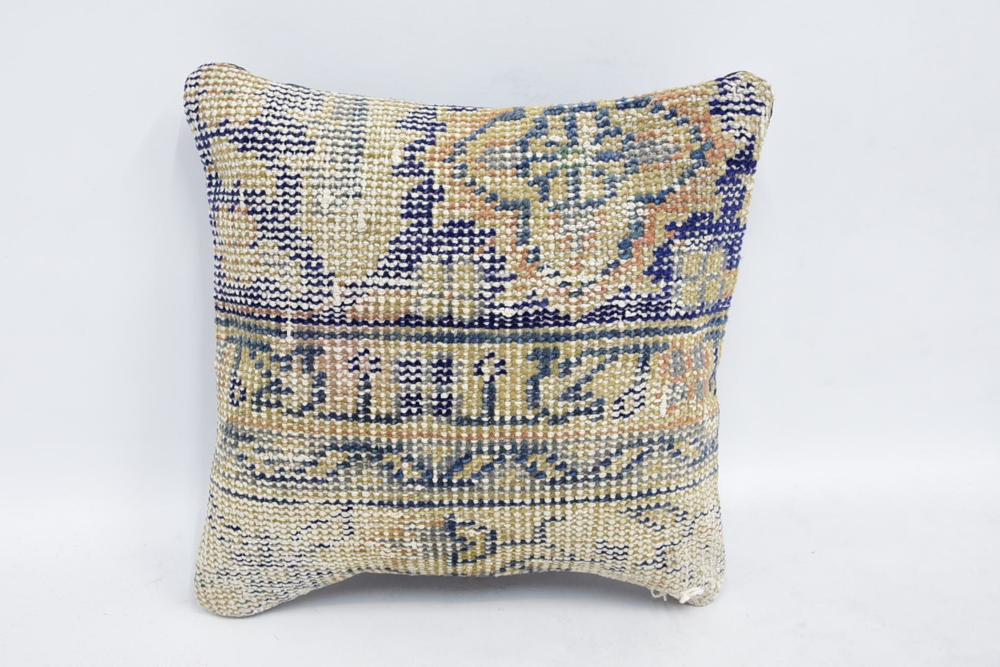 12"x12" Beige Cushion, Vintage Kilim Pillow, Kilim Pillow Cover, Personalized Gift Pillow Cushion Cover, Turkish Pillow