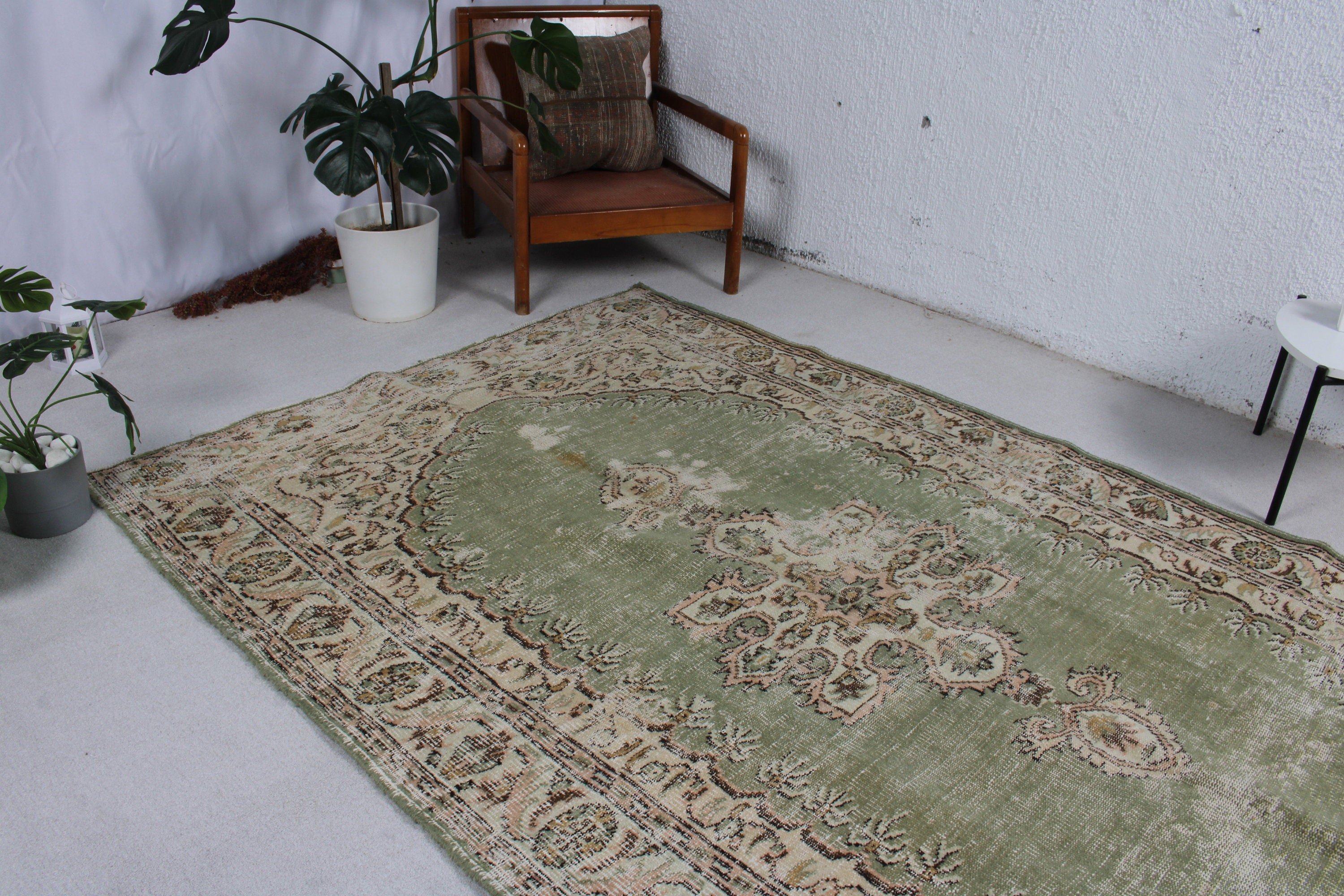 Büyük Oushak Halı, Büyük Oushak için Halılar, Yatak Odası Halısı, Vintage Halılar, Oushak Halıları, Türk Halıları, Kahverengi 5.6x8.7 ft Büyük Halılar