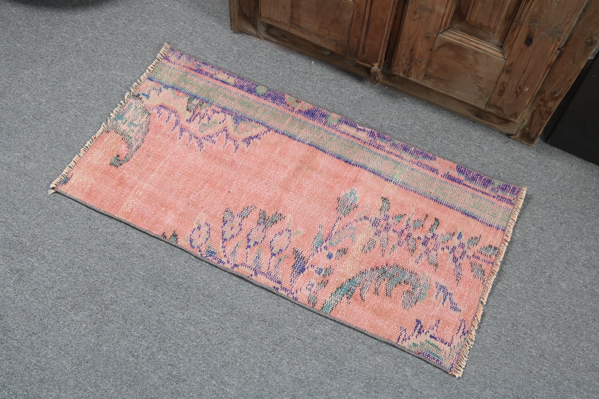 Antique Rug, Vintage Rug, Artistic Rug, Kitchen Rugs, Car Mat Rugs, Orange Antique Rugs, Small Area Rug, 1.6x3.2 ft Small Rugs, Turkish Rug