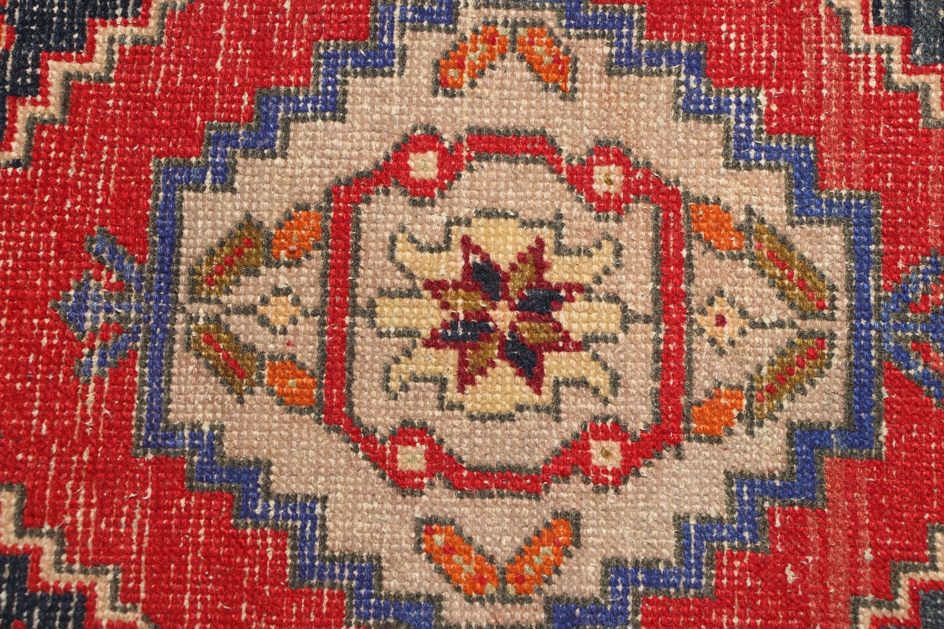 Turkish Rug, Art Rug, Bedroom Rug, Bathroom Rugs, 1.3x2.9 ft Small Rug, Vintage Rug, Red Home Decor Rugs, Wall Hanging Rugs, Floor Rug