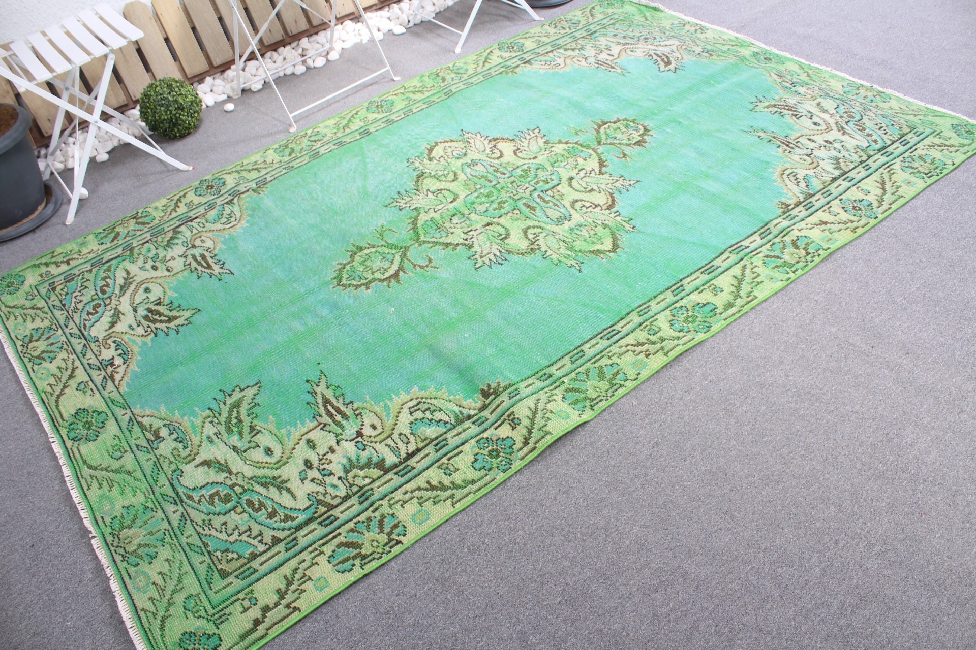 5.1x8.6 ft Large Rugs, Turkish Rug, Bedroom Rug, Green Oushak Rugs, Kitchen Rug, Natural Rug, Living Room Rugs, Vintage Rug, Antique Rugs