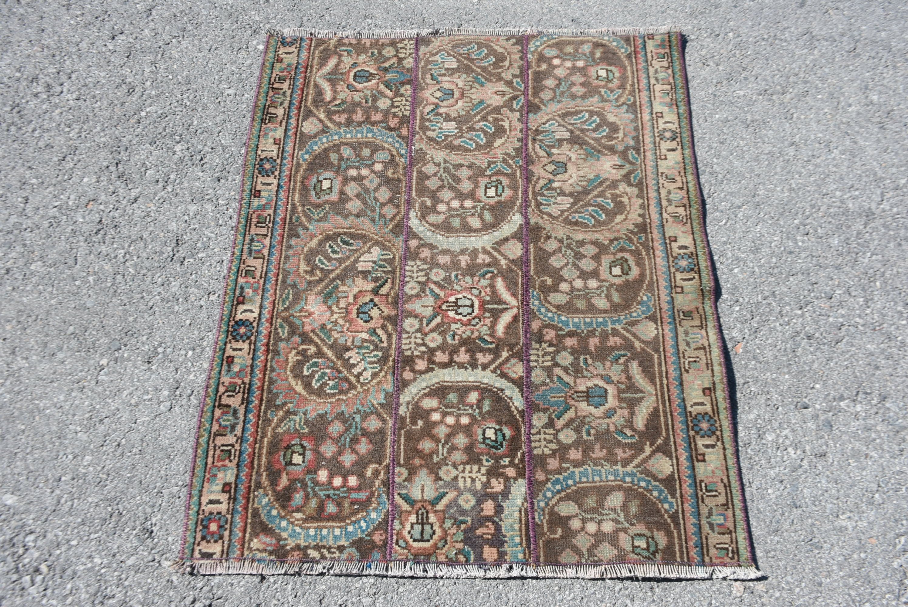 Anadolu Halısı, Vintage Halı, 2,5x3,2 ft Küçük Halı, Mutfak Halısı, Banyo Halıları, Yer Halısı, Türk Halıları, Kahverengi Soğuk Halılar, Araba Paspası Halıları