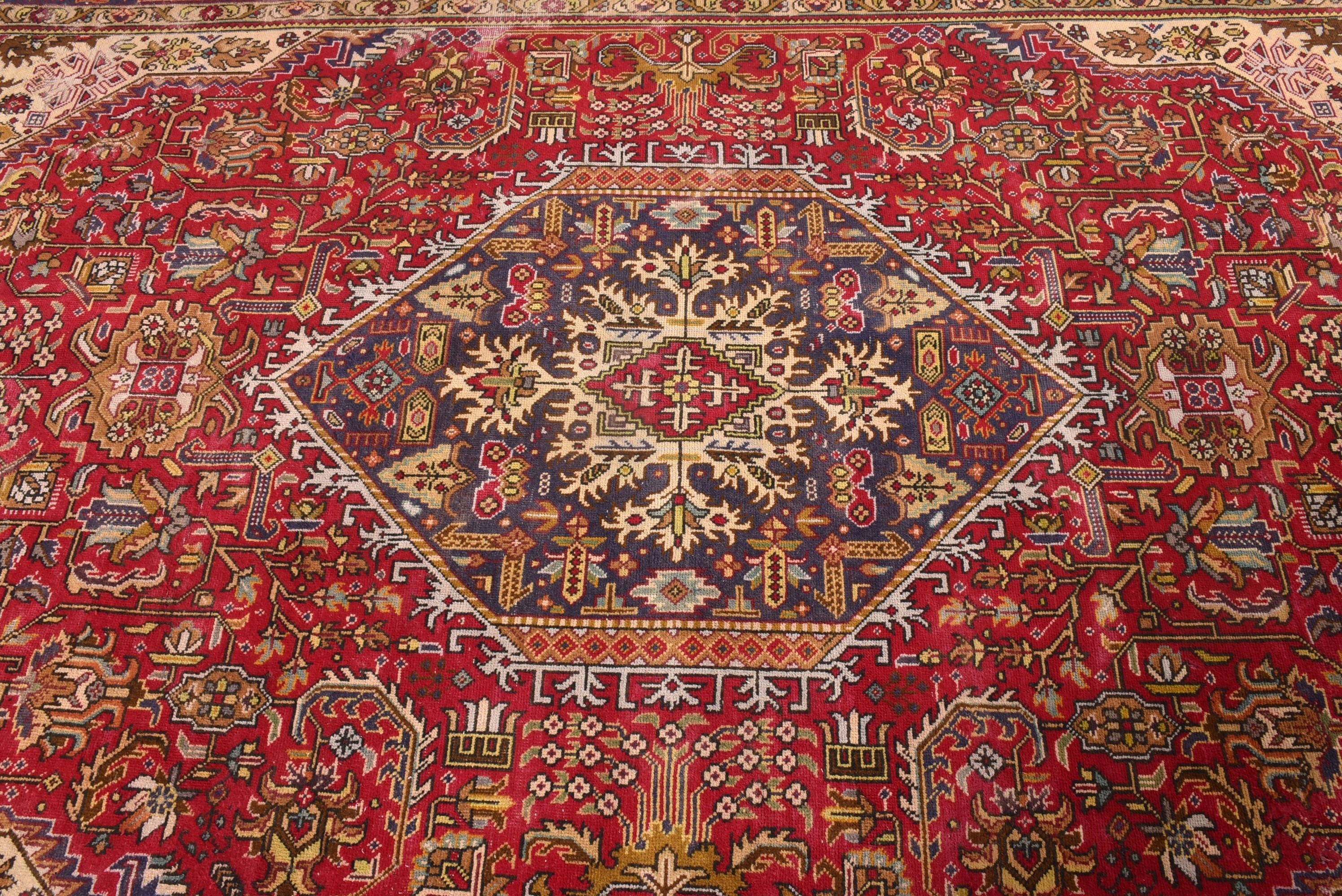 Türk Halısı, Yatak Odası Halıları, Büyük Oushak Halıları, Vintage Halı, Kırmızı Antika Halılar, 6.5x9.6 ft Büyük Halılar, Boho Halısı, Etnik Halılar, Oryantal Halı