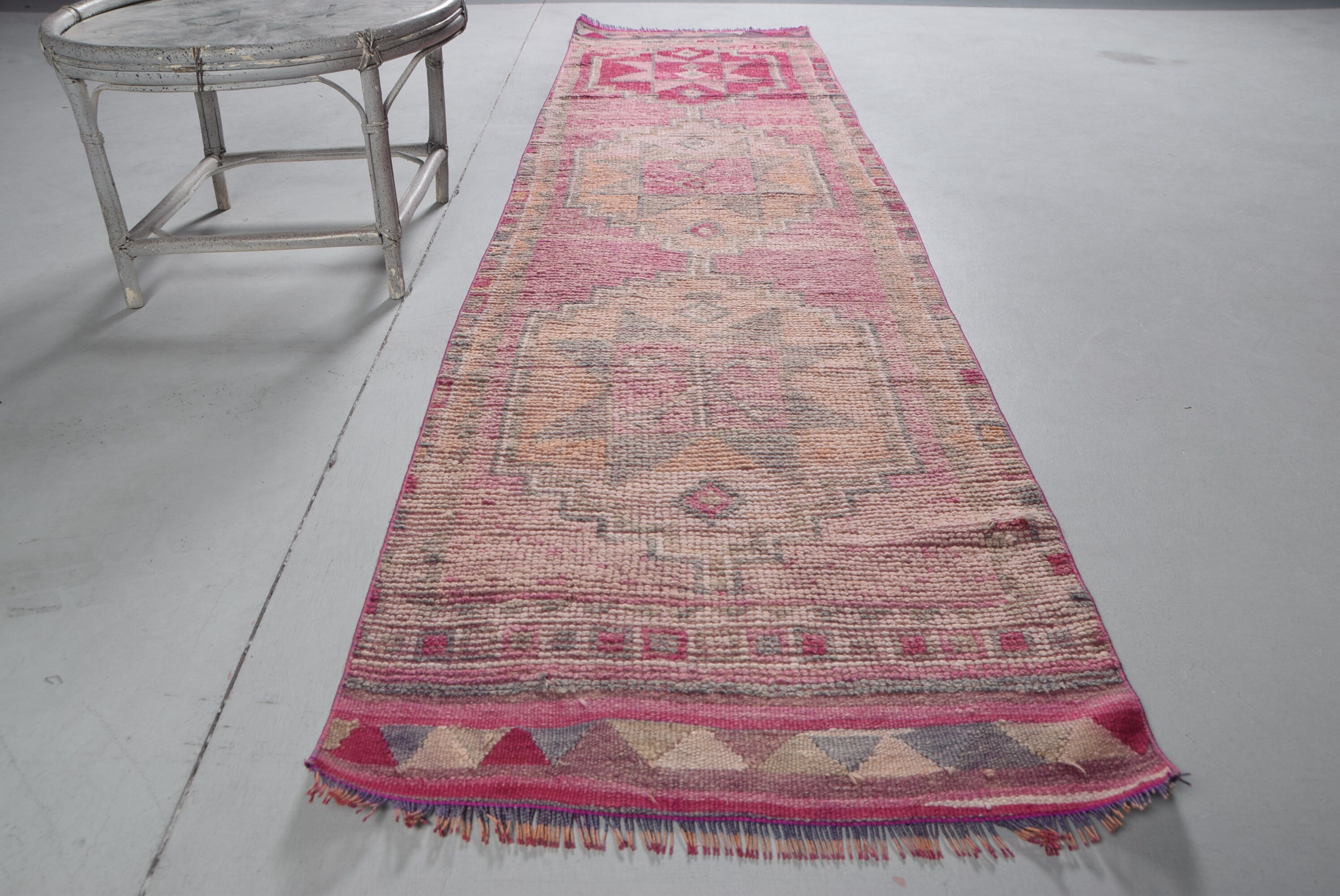 Wool Rug, Turkish Rug, Handwoven Rug, Vintage Rug, Rugs for Corridor, 2.7x10.3 ft Runner Rug, Pink Anatolian Rug, Kitchen Rug