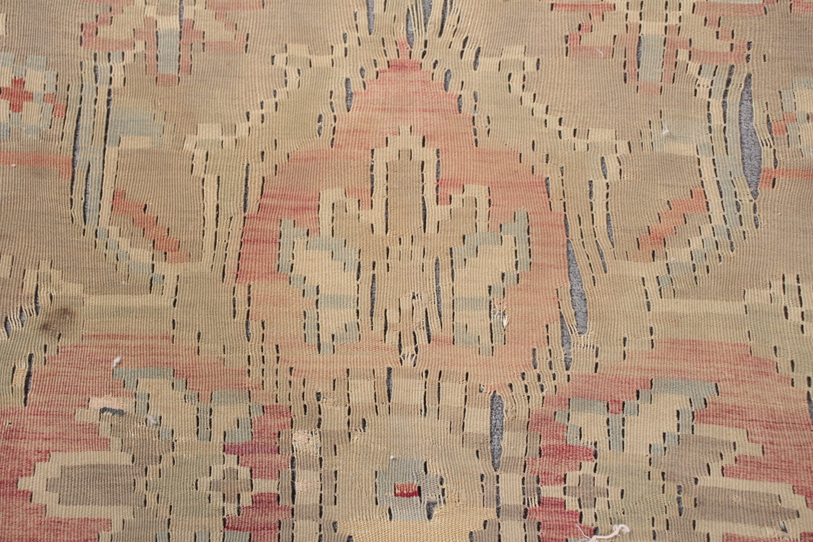 Yemek Odası Halısı, Kilim, Oushak Halısı, Soğuk Halı, Salon Halısı, Türk Halısı, Bej Ev Dekor Halısı, 9.5x10.7 ft Büyük Boy Halı, Vintage Halı, Sanat Halısı