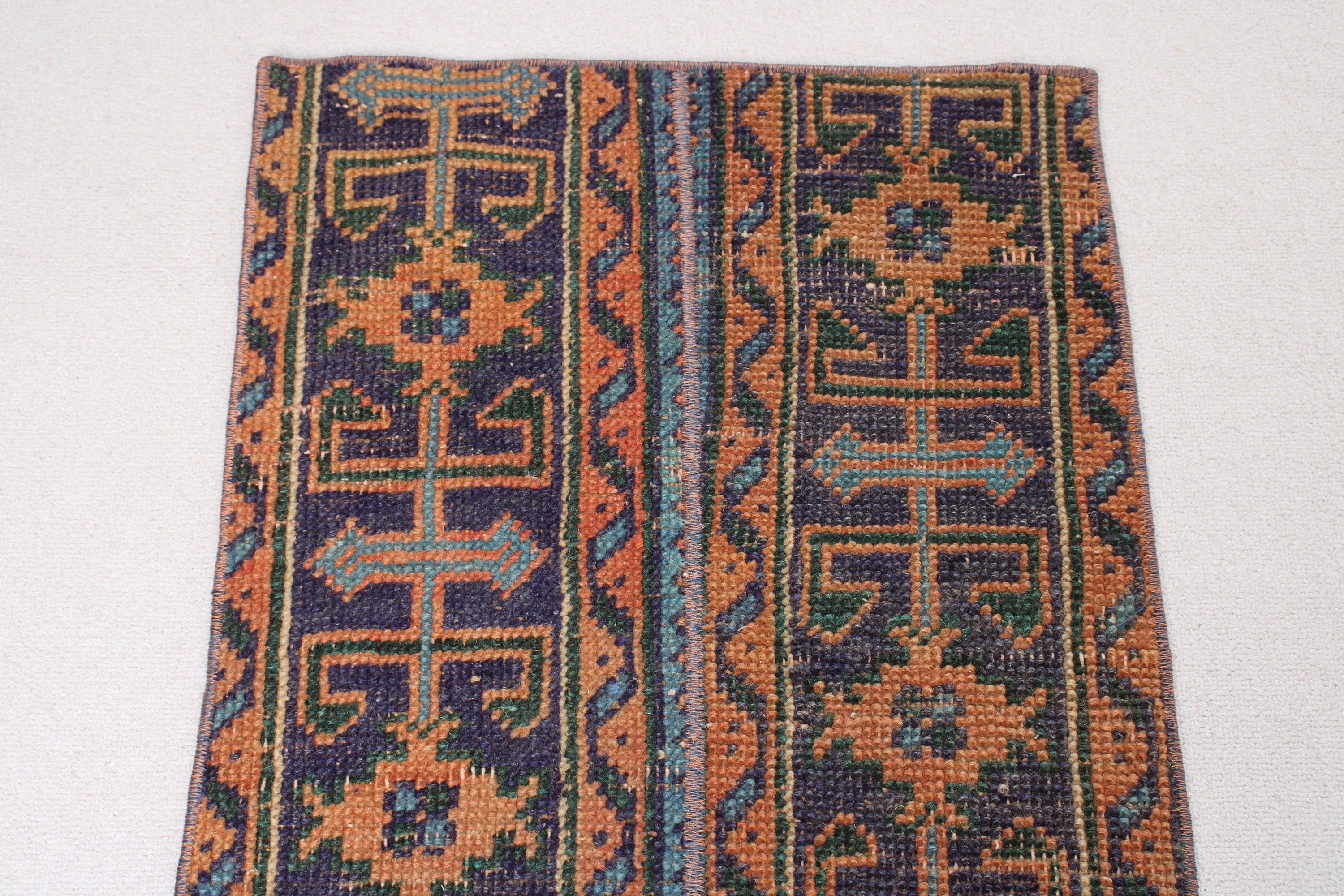 Küçük Vintage Halılar, Türk Halısı, Anadolu Halısı, El Dokuma Halısı, Mavi 1.7x3.9 ft Küçük Halılar, Duvara Asılı Halı, Vintage Halılar