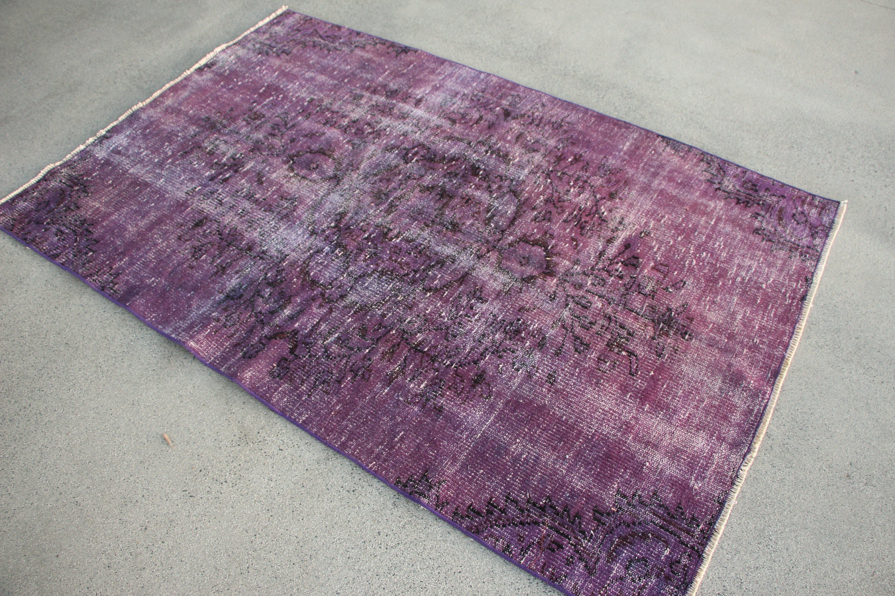 Vintage Rugs, Rugs for Area, Purple Wool Rugs, Bedroom Rugs, Dining Room Rug, Turkish Rugs, Antique Rug, 4.1x6.4 ft Area Rug, Muted Rug