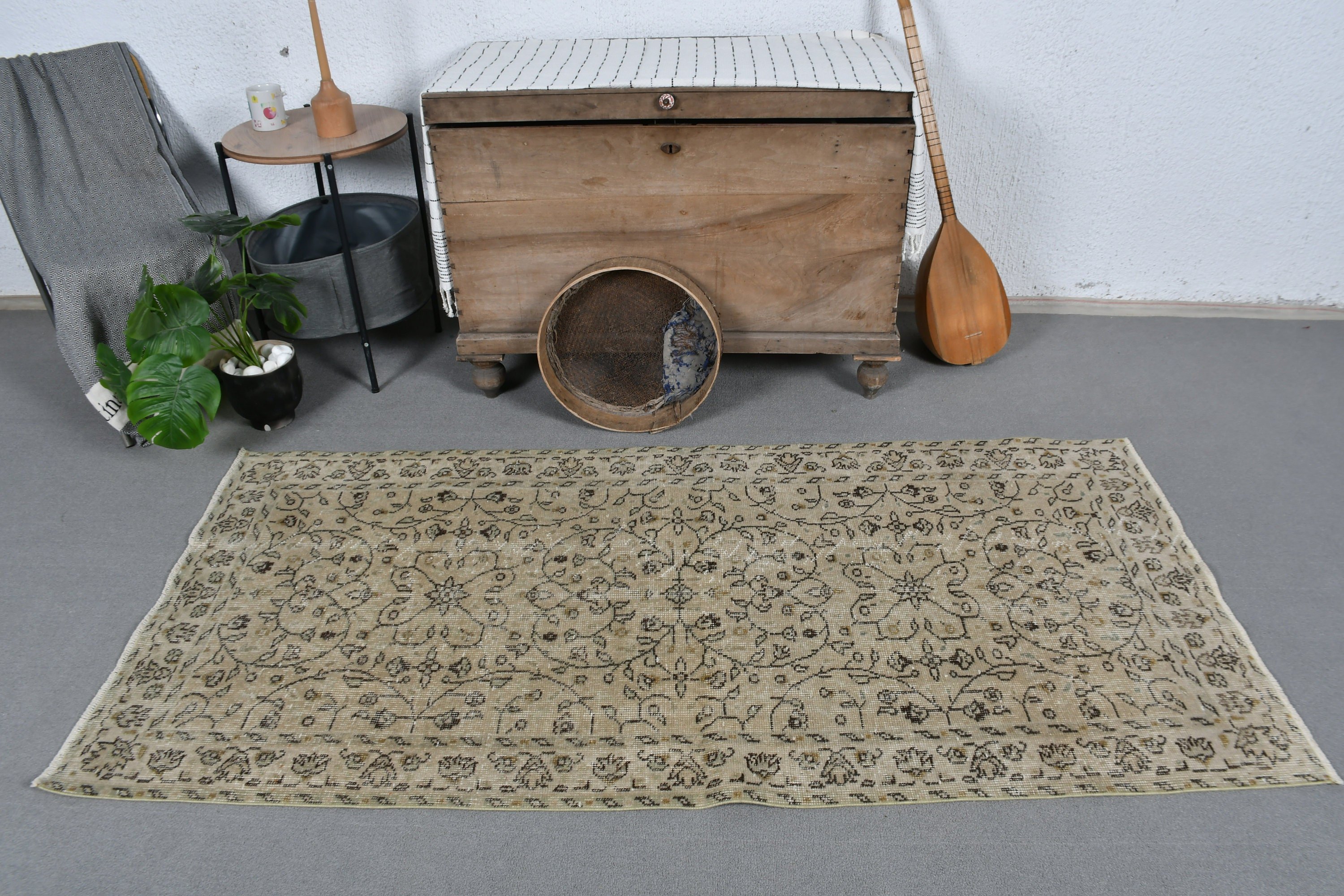 Antique Rug, Bedroom Rug, Cute Rug, Vintage Rug, Oushak Rug, Turkish Rugs, Nursery Rug, Beige Oriental Rugs, 3.1x6.6 ft Accent Rugs