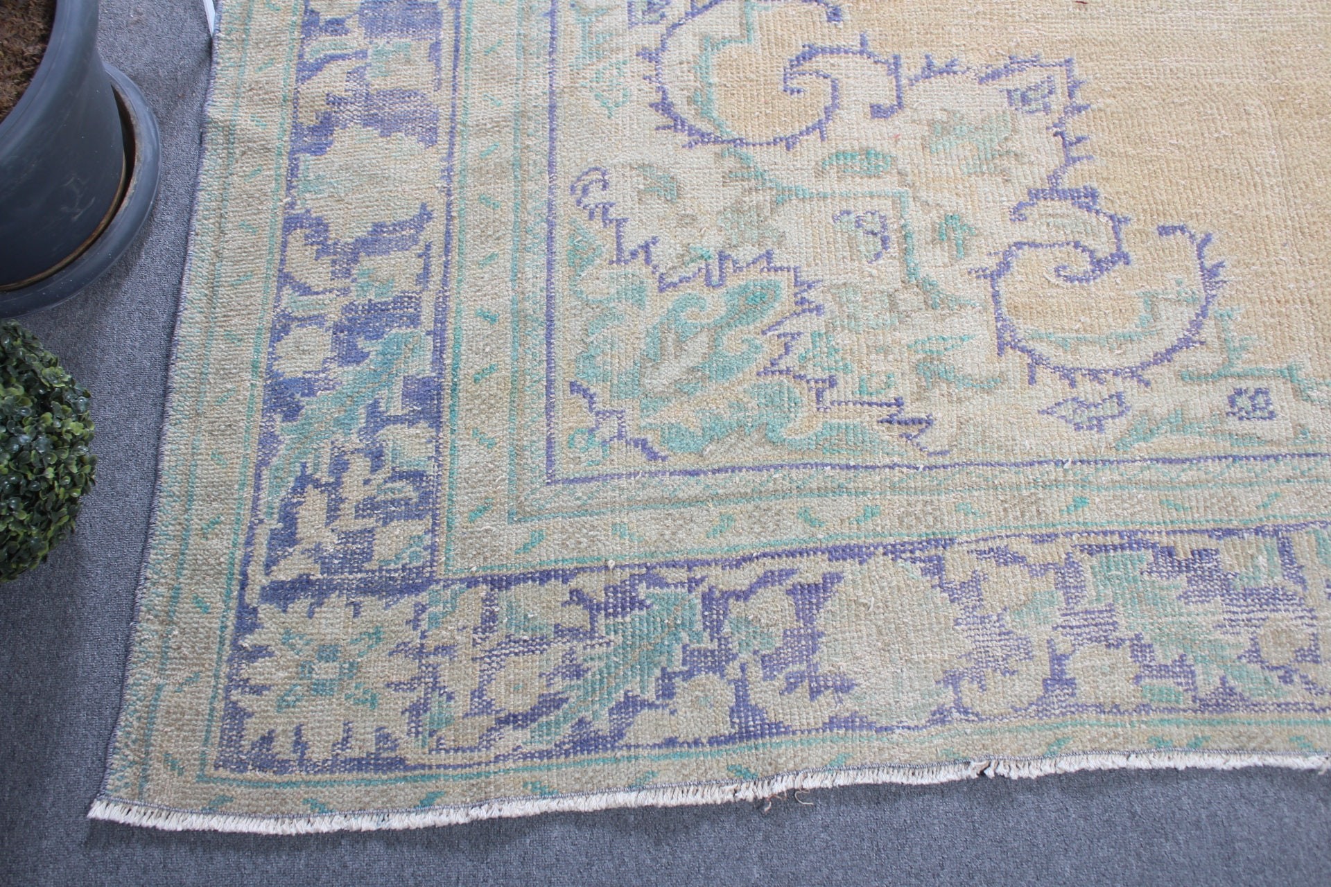 Fas Halısı, Vintage Halı, Bej Oushak Halısı, Oturma Odası Halısı, Yemek Odası Halısı, Yer Halıları, 8.2x10.5 ft Büyük Boy Halı, Türk Halısı, Havalı Halılar