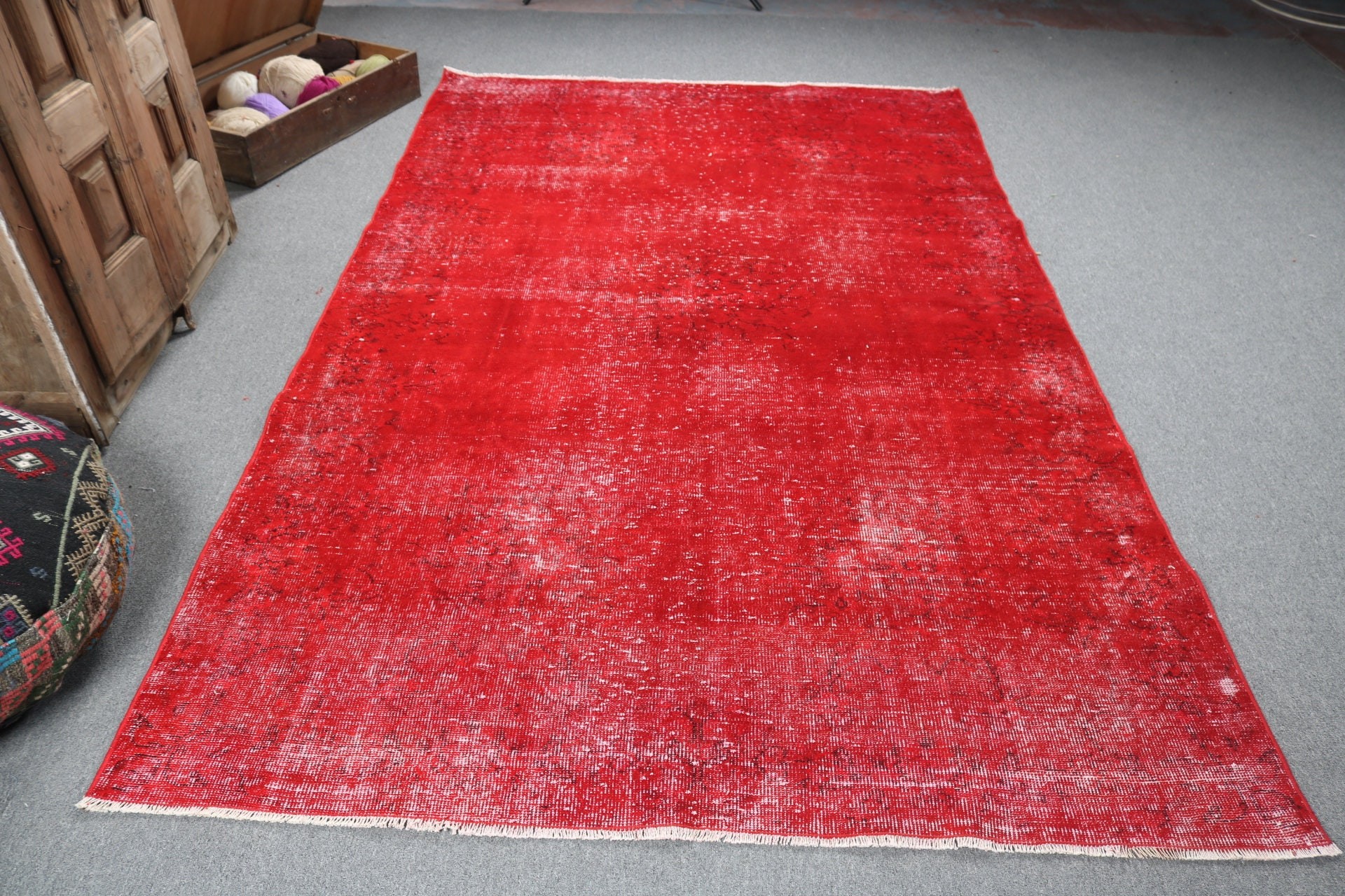 Yün Halı, Yemek Odası Halısı, Büyük Boho Halısı, 5.6x8.9 ft Büyük Halı, Kırmızı Lüks Halı, Anadolu Halıları, Kabile Halısı, Türk Halıları, Vintage Halılar