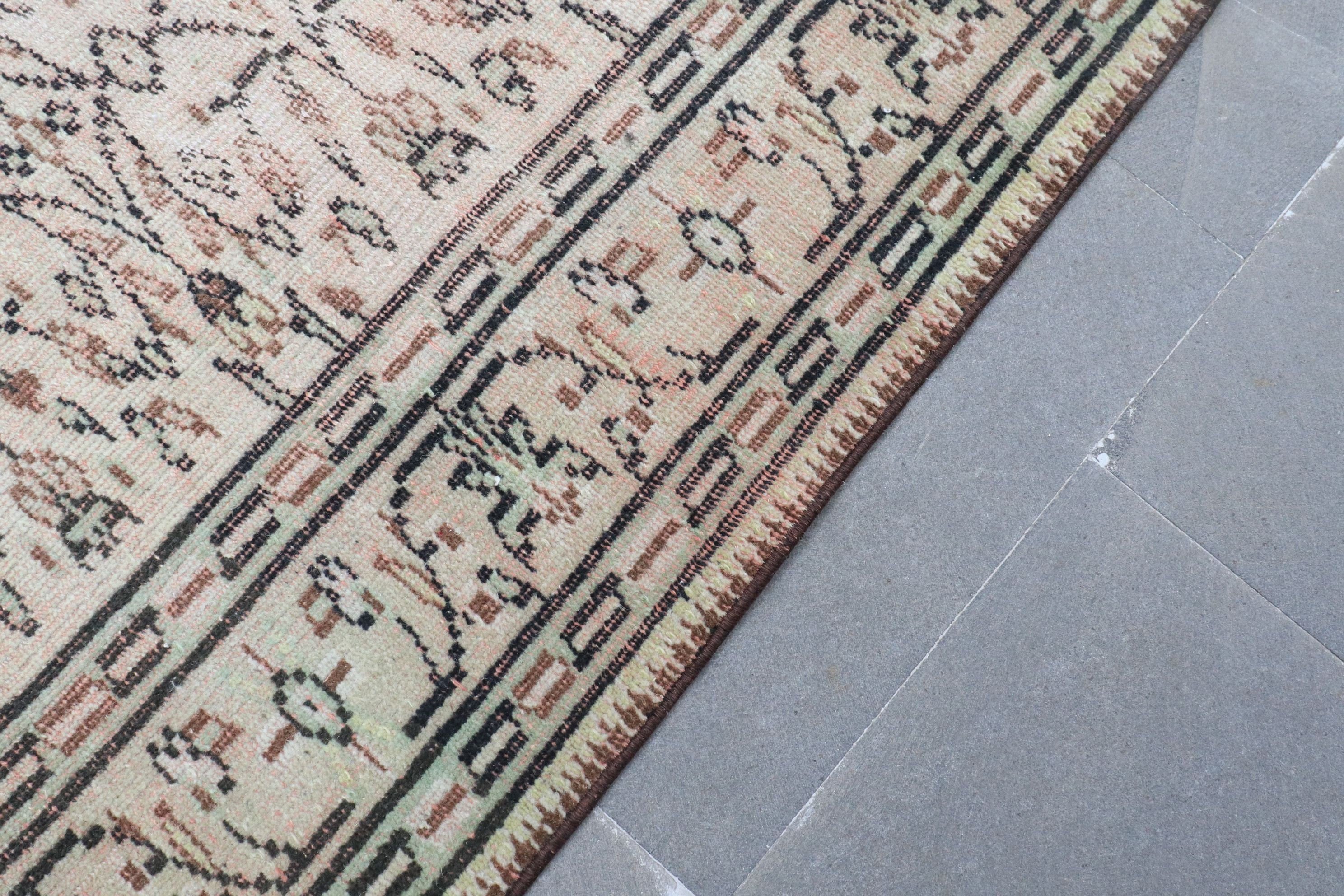 Yemek Odası Halısı, Vintage Halılar, Türk Halıları, 5.1x6.2 ft Alan Halıları, Ev Dekorasyonu Halısı, Yeşil Oushak Halısı, Yemek Odası Halıları, Antika Halı