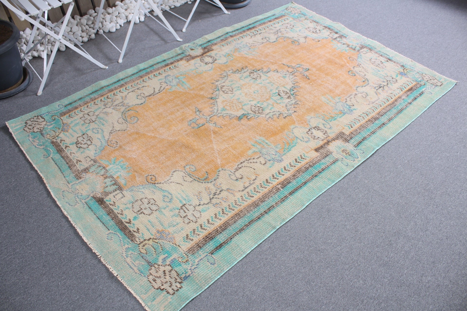 Nursery Rugs, 4.5x7 ft Area Rugs, Ethnic Rug, Turkish Rug, Vintage Rug, Dining Room Rug, Antique Rugs, Orange Oushak Rug