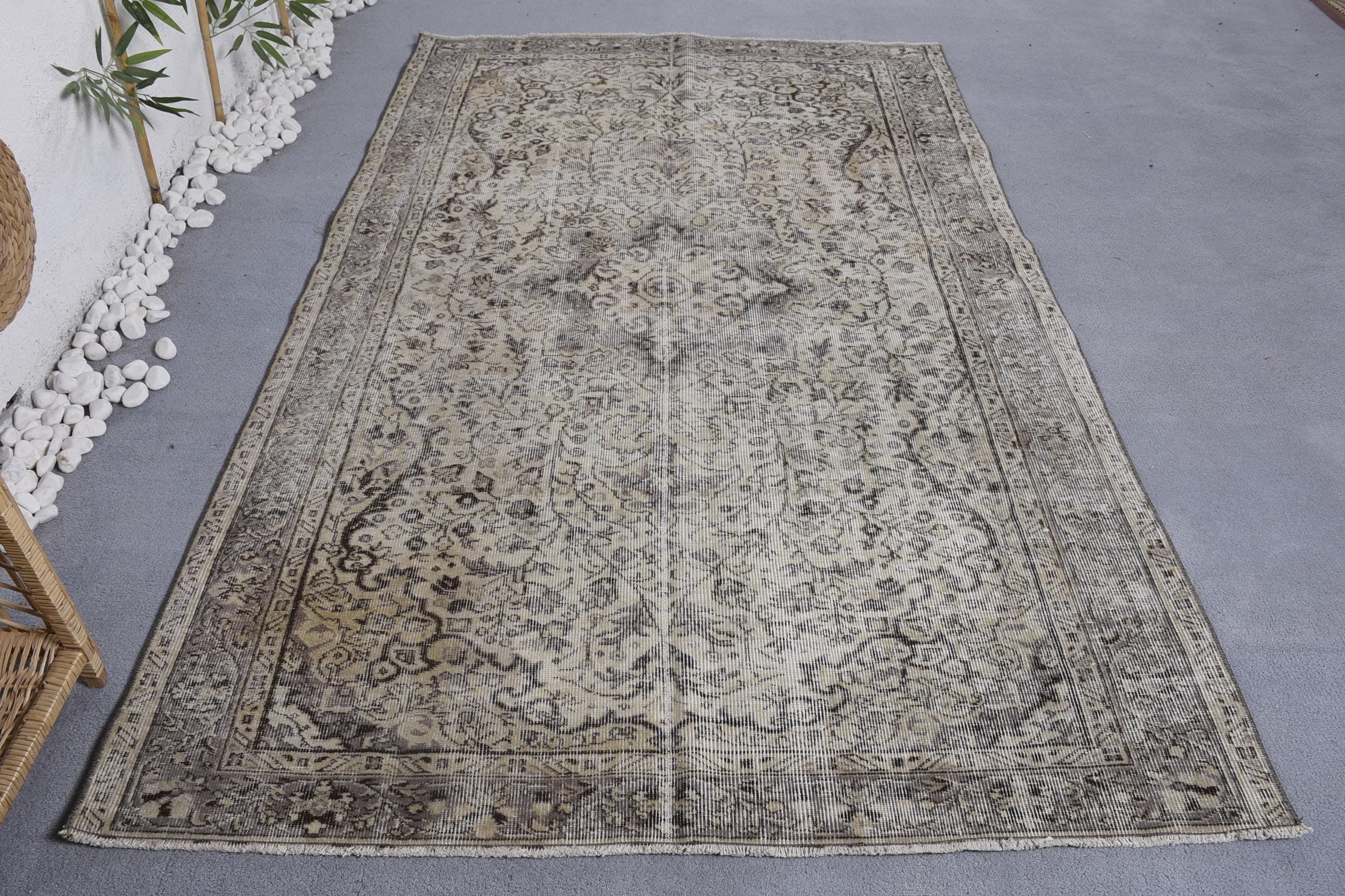 Bej Anadolu Halıları, El Dokuma Halıları, 5,2x8,3 ft Büyük Halı, Vintage Halı, Oryantal Halı, Büyük Oushak Halısı, Türk Halısı, Salon Halıları, Boho Halısı