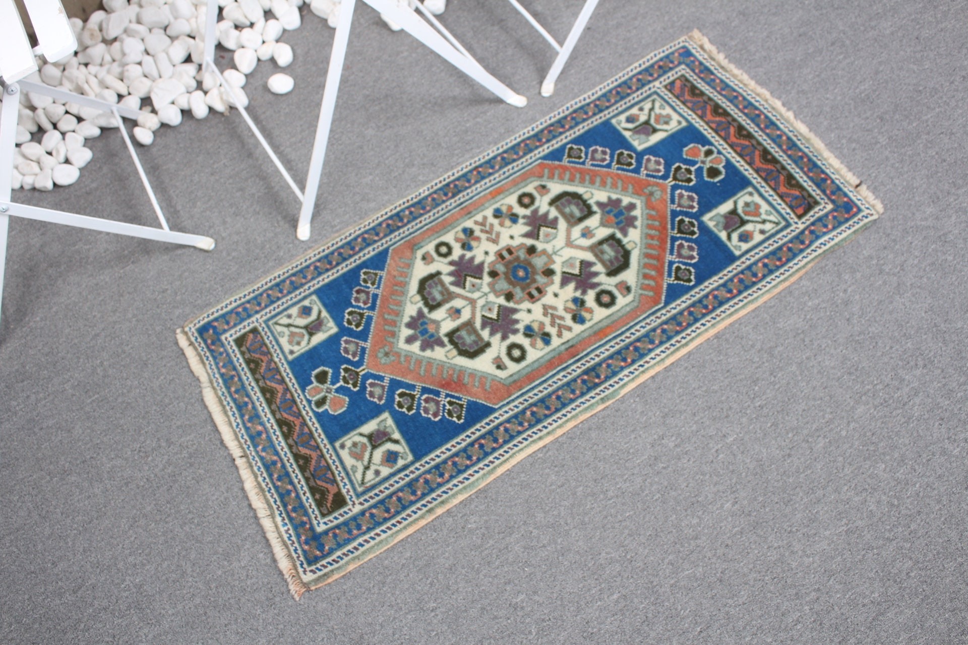 Rugs for Bathroom, Blue Floor Rug, Vintage Rug, Wall Hanging Rug, Kitchen Rug, Cool Rugs, Turkish Rugs, 1.6x3.3 ft Small Rugs, Wool Rugs