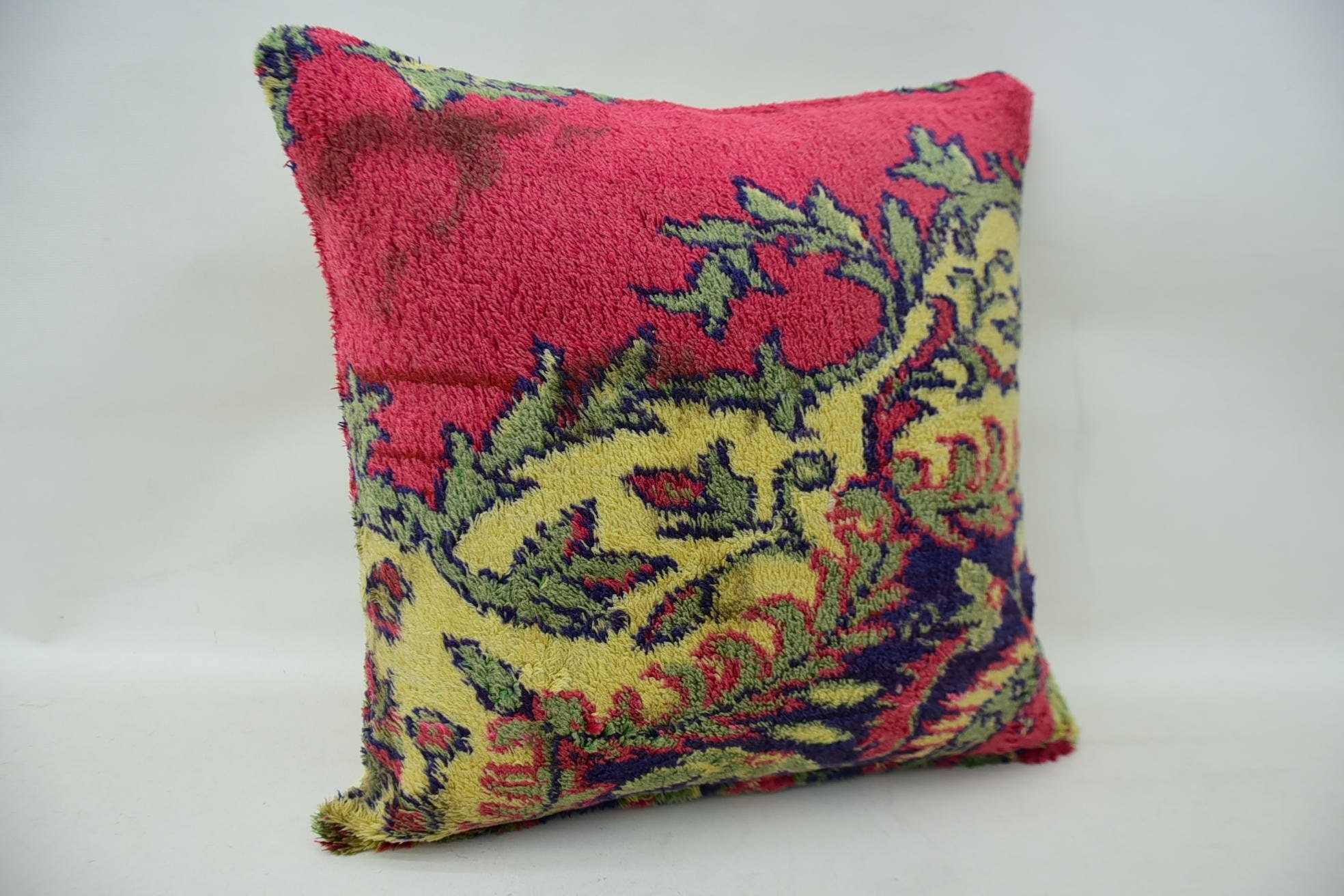Cozy Throw Cushion, 16"x16" Pink Pillow Sham, Throw Kilim Pillow, Square Throw Cushion Cover, Turkish Pillow, Home Decor Pillow