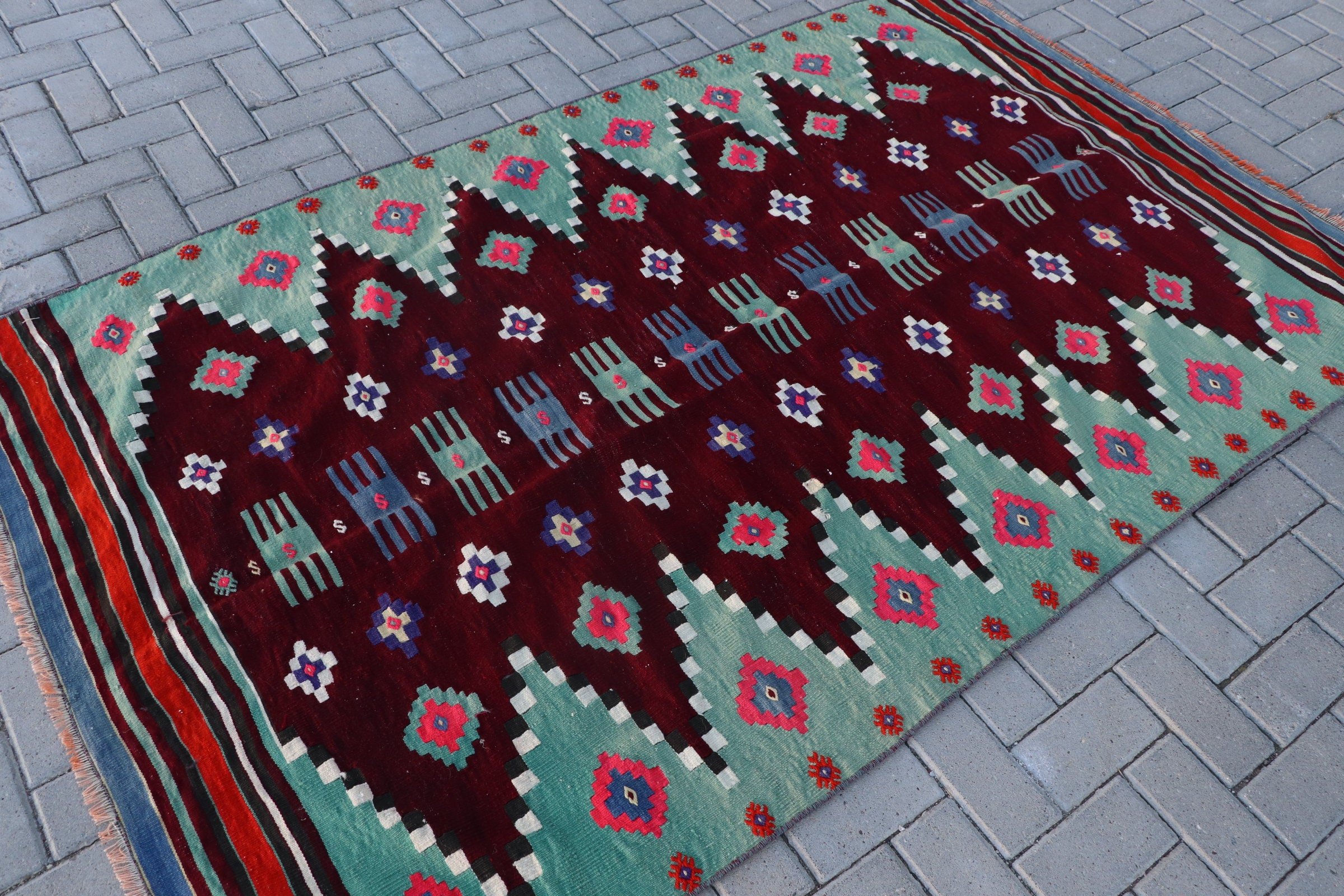 Mor Yatak odası Kilim, Türk Kilim, 132x218 cm Oturma odası Kilim, Uşak Kilim, Oturma odası Kilim, Antre Kilim, Yatak odası Kilim